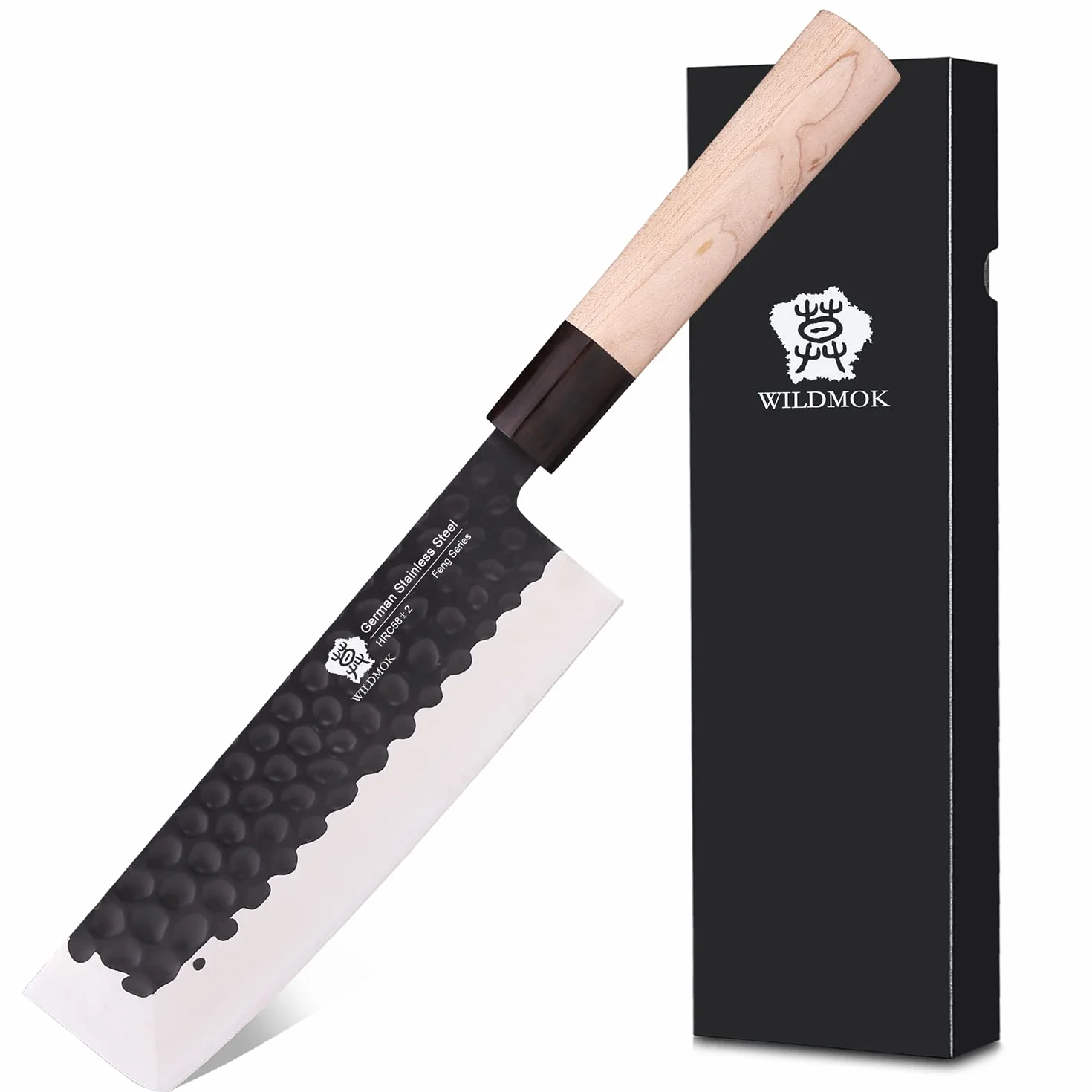 WILDMOK Couteau Nakiri 19.4 cm, Couteau à Légumes Allemand en Acier Inoxydable, Couteau de Chef Asiatique Usuba Pour Gaucher