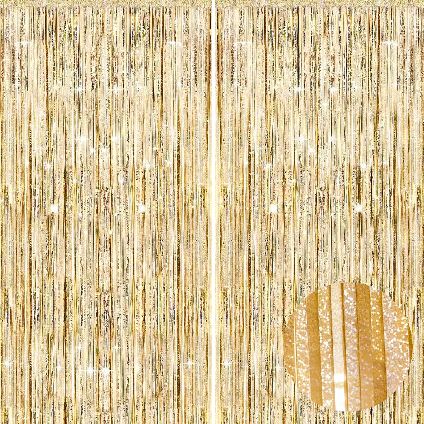 Rideaux à paillettes aluminium doré 1 x 2,5 m Lot de 2 décoration fête anniversaire