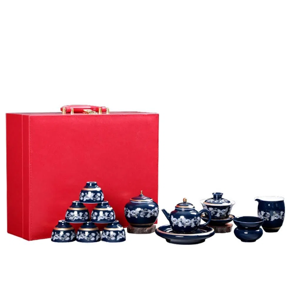 Service À Thé en Or Peint À La Main, Ensemble Complet De Théière, Tasse, Couvercle, Bol, Cadeau en Céramique, Service À Thé