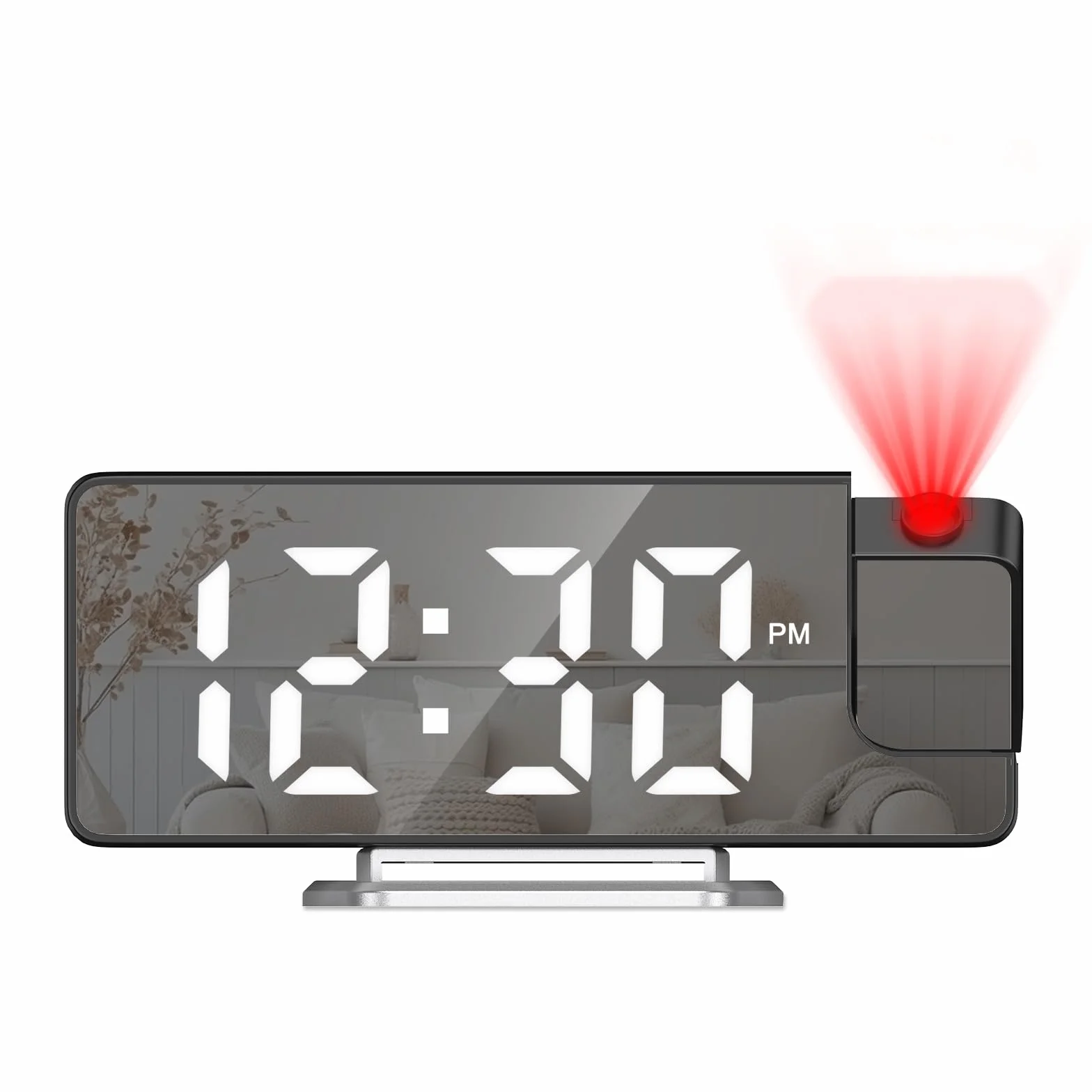 Réveil numérique à Projection avec température 180° Horloge de Table électronique Luminosité réglable Affichage 12/24 h