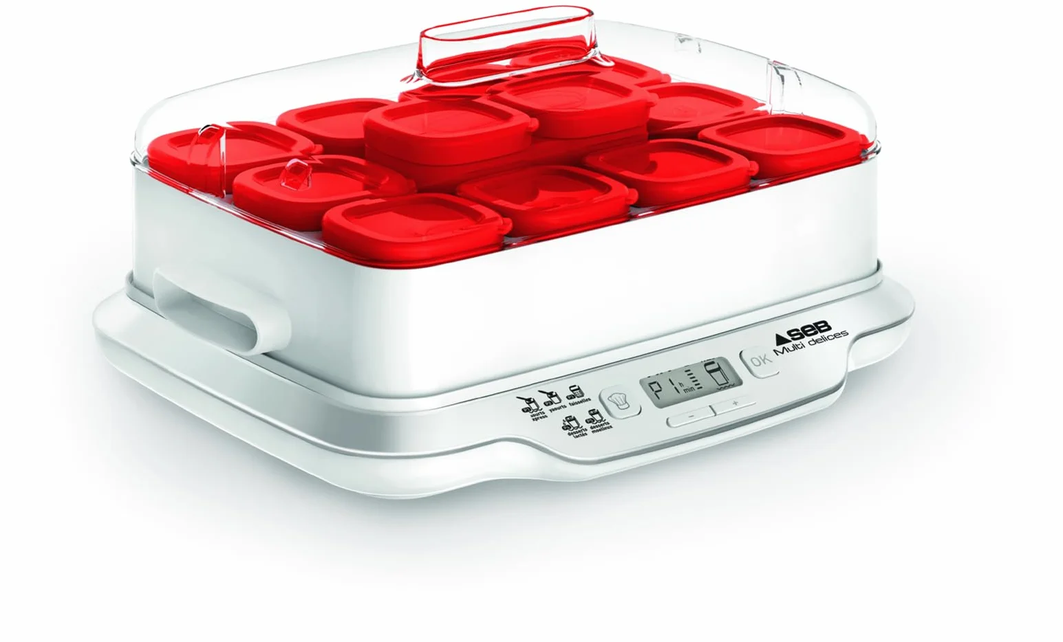 Seb Multi Délices, Express Yaourtière 12 pots verre 140 ml, Sans BPA, 5 programmes automatiques, Programme Express, Fabriqué en France YG661500