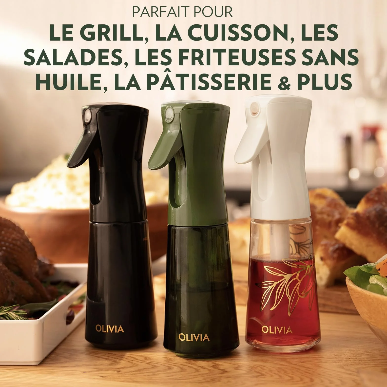 FLAIROSOL OLIVIA Vaporisateur d'Huile en Verre 200ml - Technologie de Pulvérisation Continue avec Contrôle des Portions (Vert)