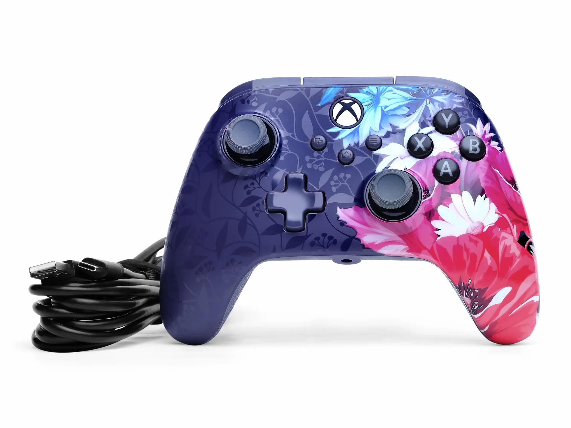 Manette filaire PowerA Advantage Plus Xbox Series X|S - Fleur nocturne, joysticks réglables en hauteur, à effet Hall, boutons mappables