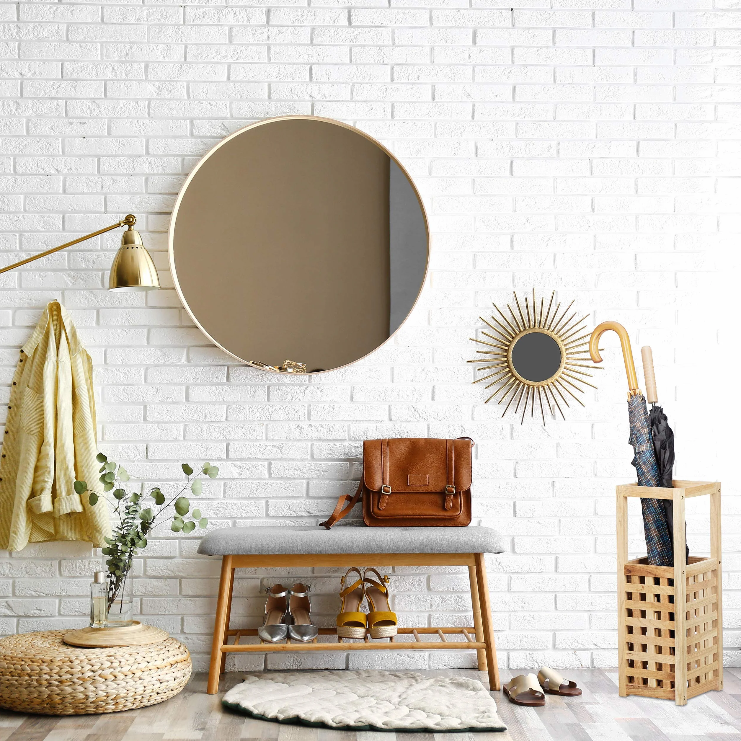 Relaxdays Porte-parapluies en bois de noyer 50x18x18 cm