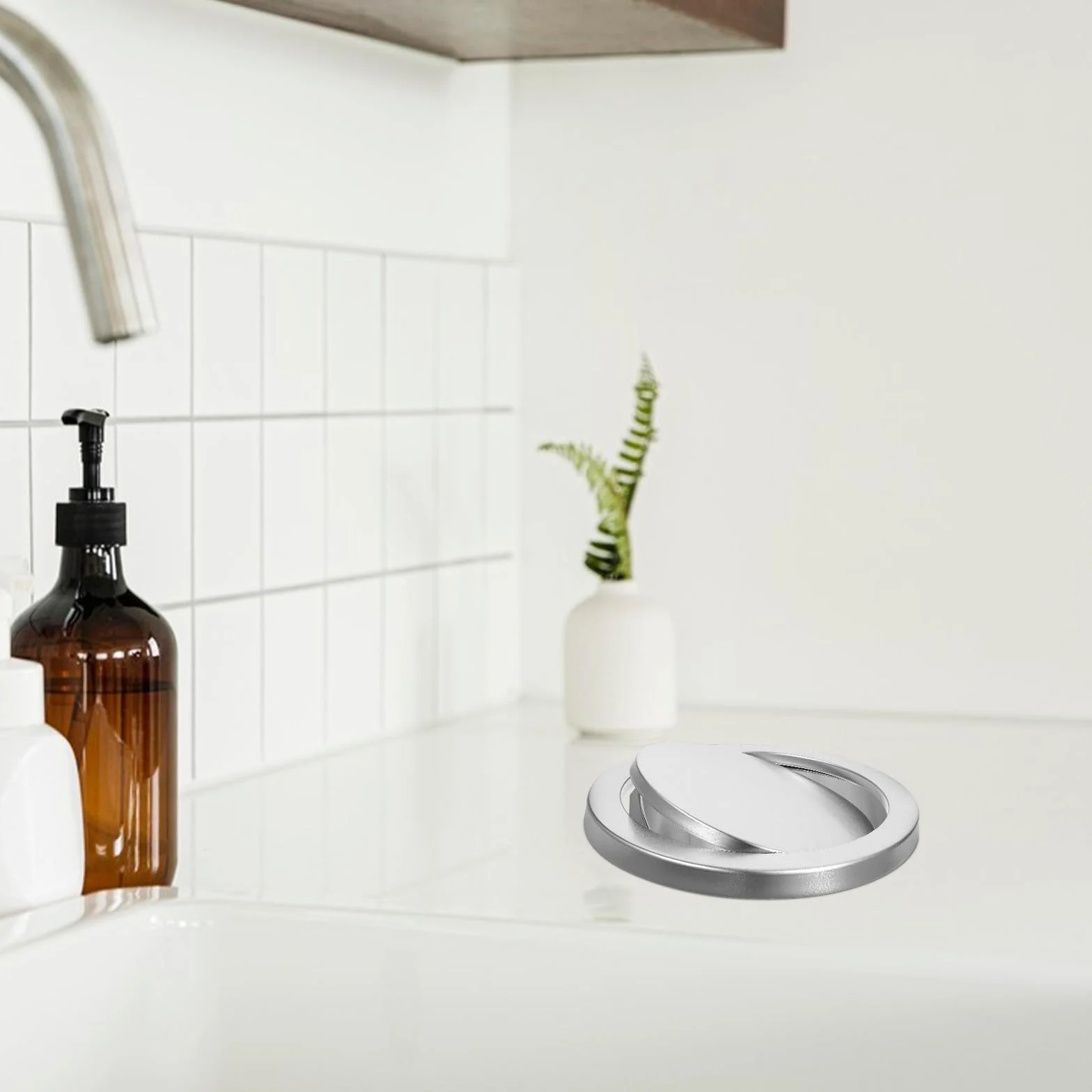 Couvercle Métallique à Rabat pour Poubelle Ronde en Acier Inoxydable Argenté, Facile à Installer, Performance Fiable, pour Lieux Publics, Diamètre 30 Cm