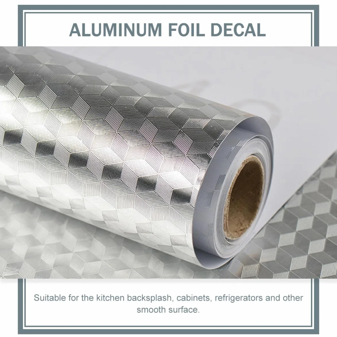 DOITOOL Autocollant Mural Cuisine Aluminium Résistant Huile Papier Peint Armoires Feuille Adhésive Imperméable 40cm x 3m Protection Anti-Graisse Dosseret