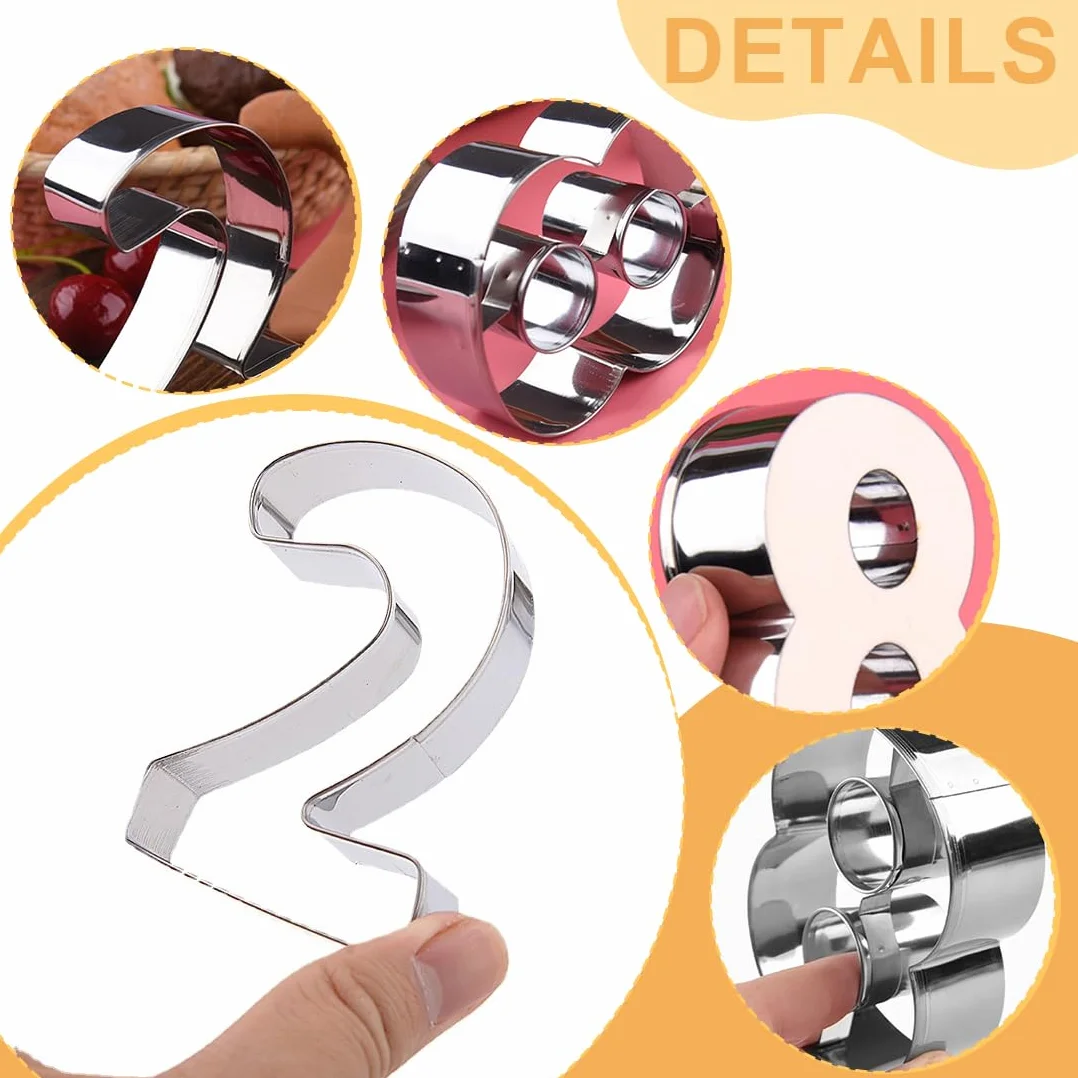 9 Pcs Number Cookie Cutter Set 0-8 For Baking Cake Decorating Fondant