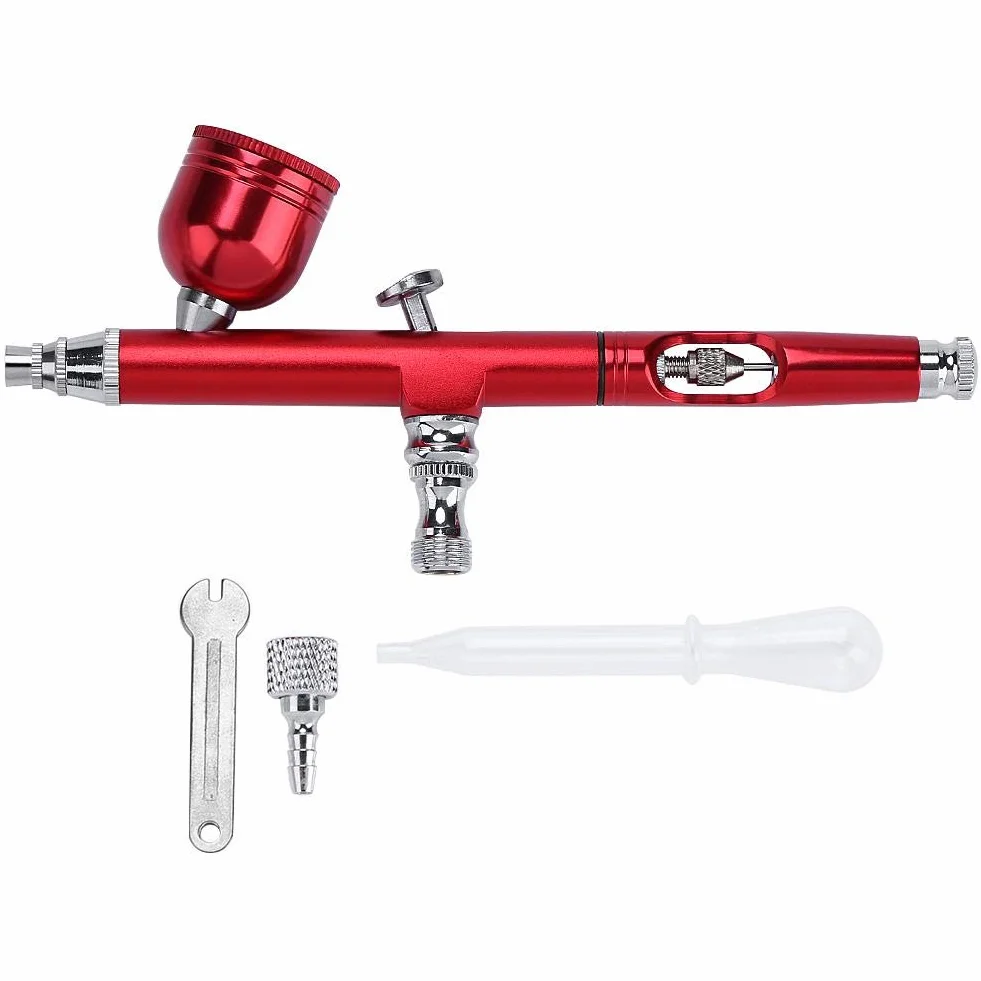 Kit aérographe 0.3 mm double action alimentation par gravité 2 couleurs pour peinture artisanat modèle