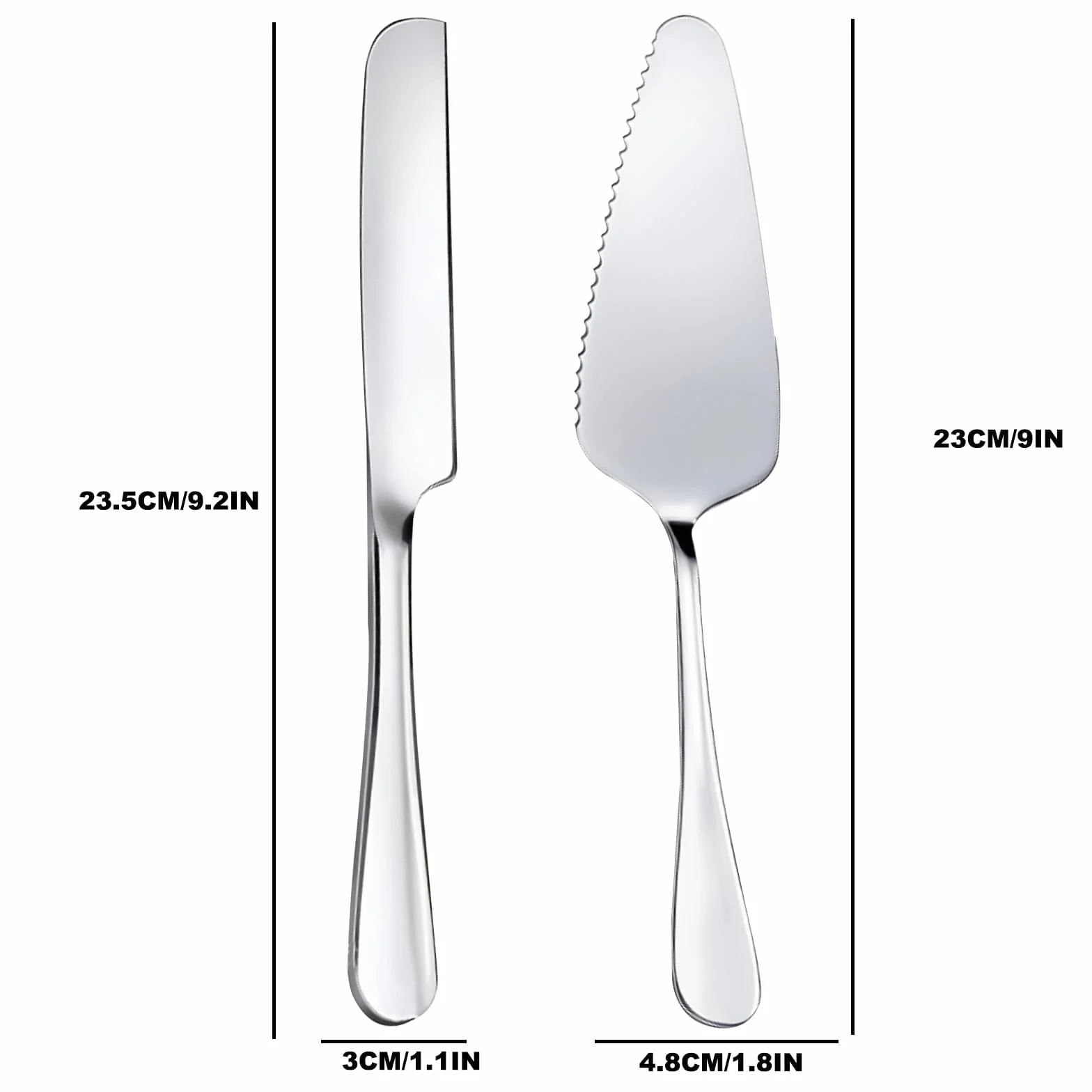 Ensemble de Serveur et Couteau à Gâteau de Mariage 23cm, Acier Inoxydable