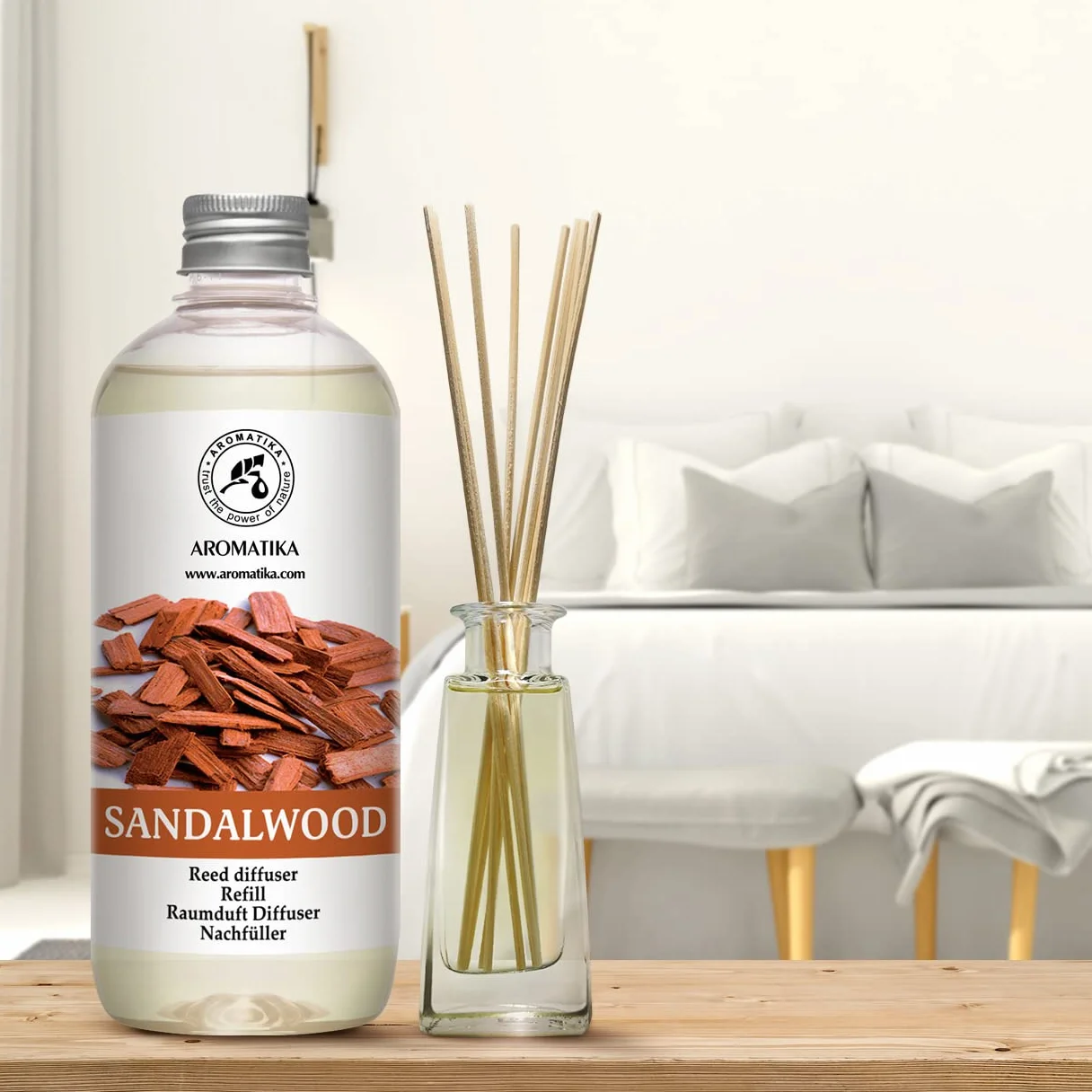 Recharge pour diffuseur d'ambiance santal 500 ml - Parfum d'intérieur désodorisant