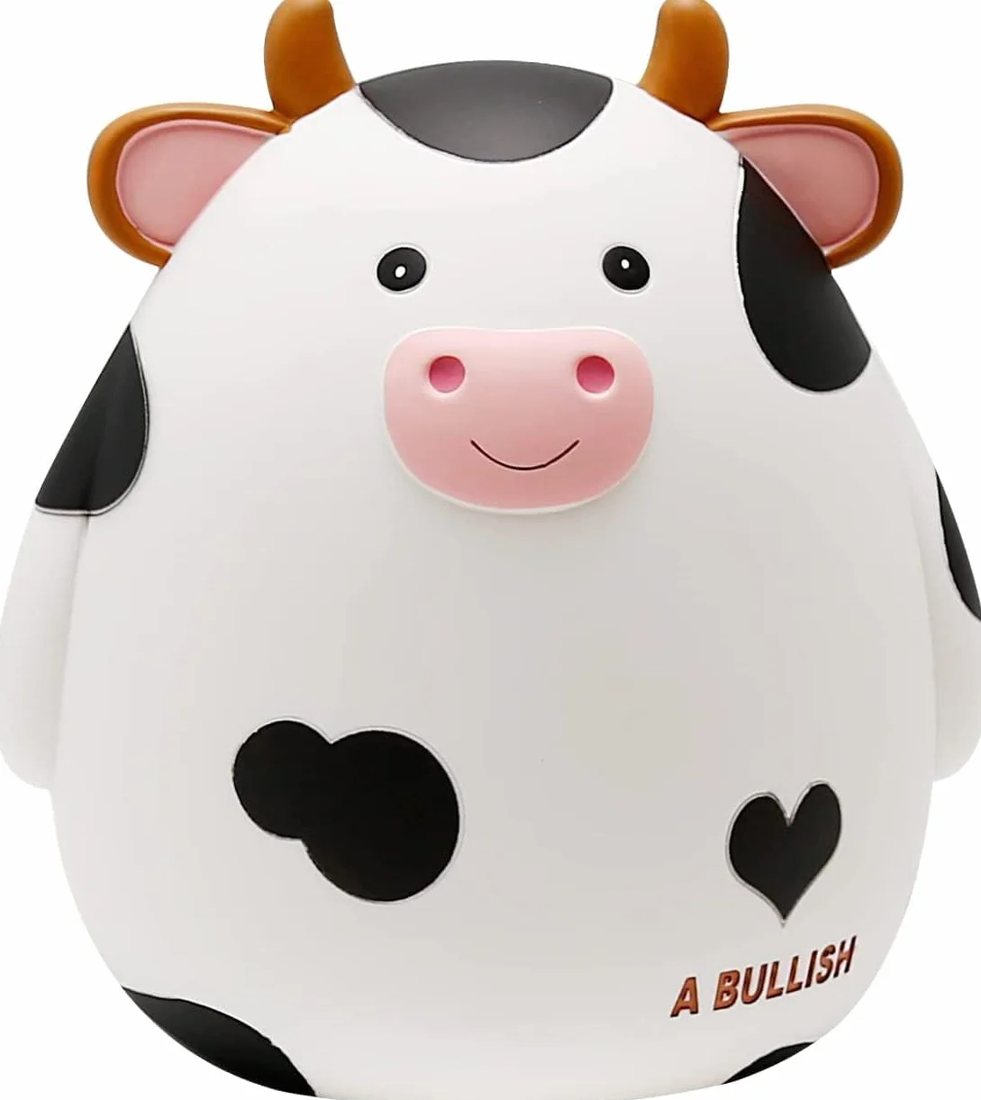 Tirelire Vache pour Enfants Incassable Cadeau Créatif Anniversaire Naissance Noël Blanc