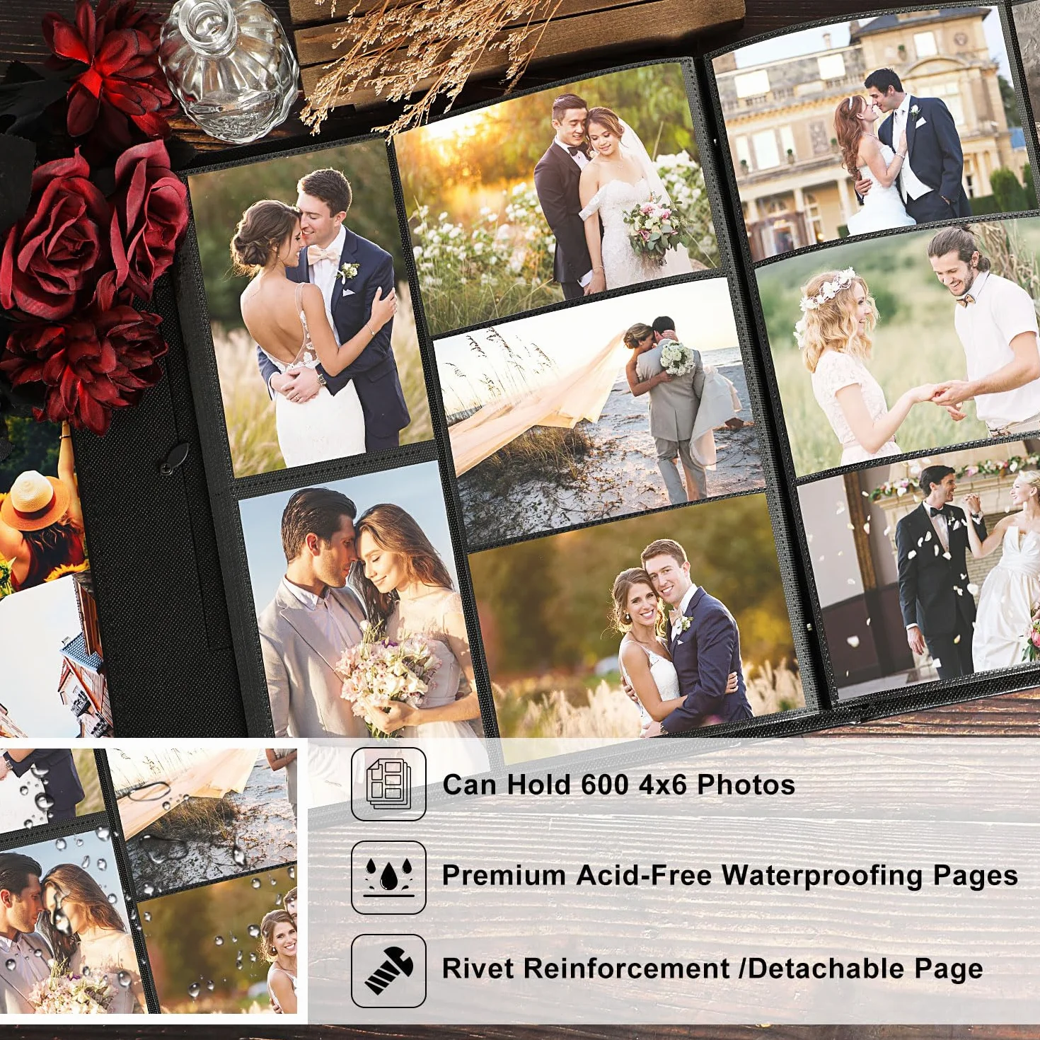 Album Photo Mariage 10x15cm 600 Poche Photos Lin Tissu