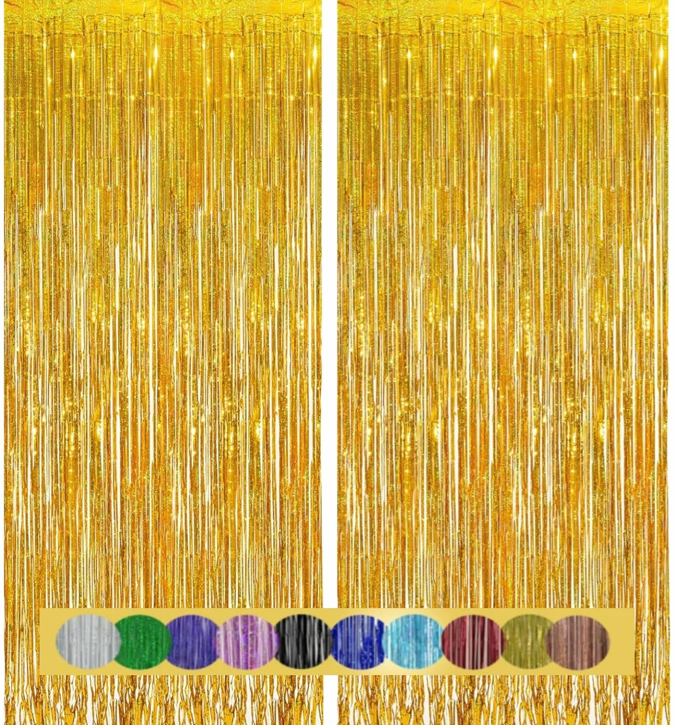 Rideau Métallique de Frange dorés 1x2,5 m Décoration Paillettes Nouvel An Anniversaire Mariage