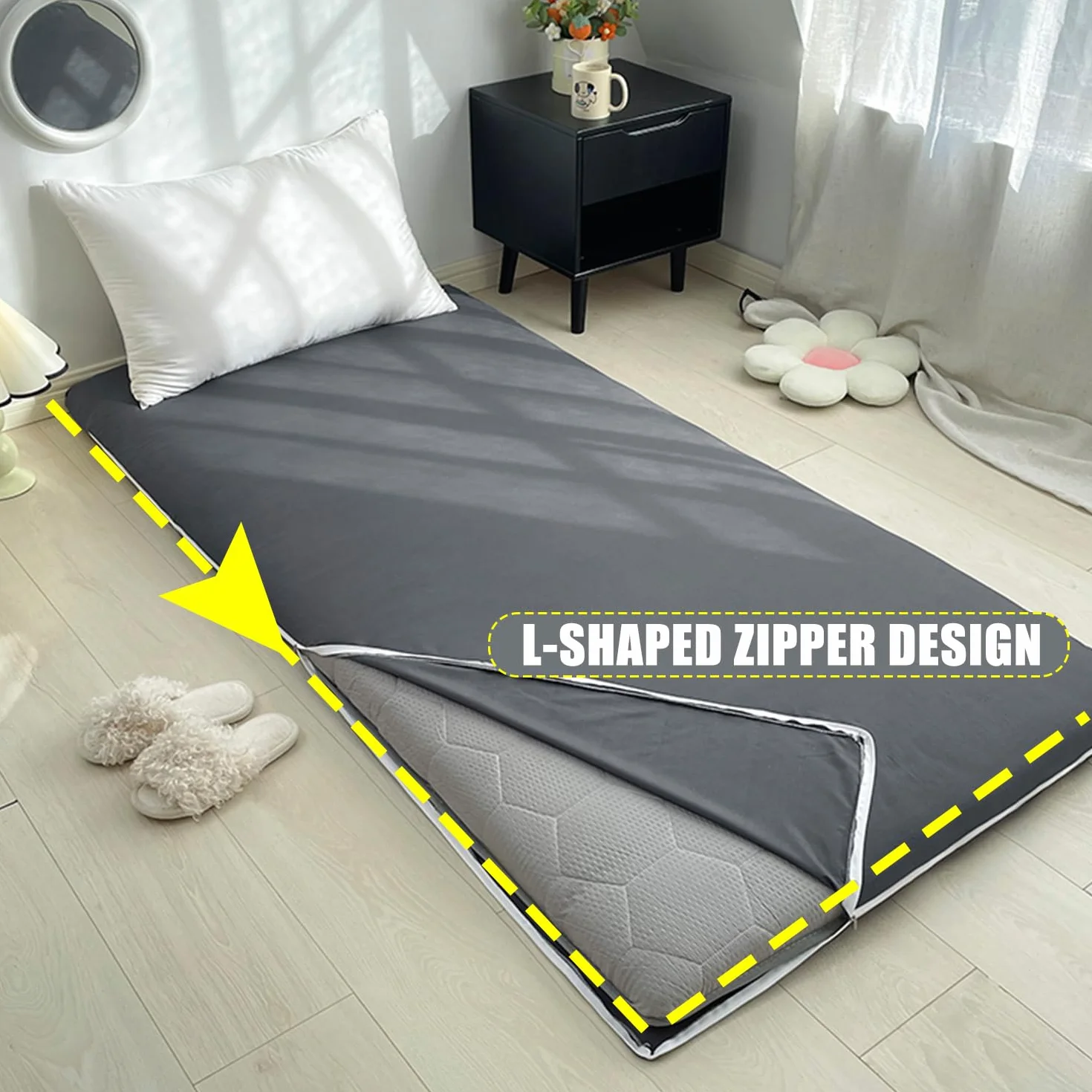 Housse De Matelas Futon Queen/King Zip 80x200cm Matelas De Sol Japonais Imprimé pour Camping