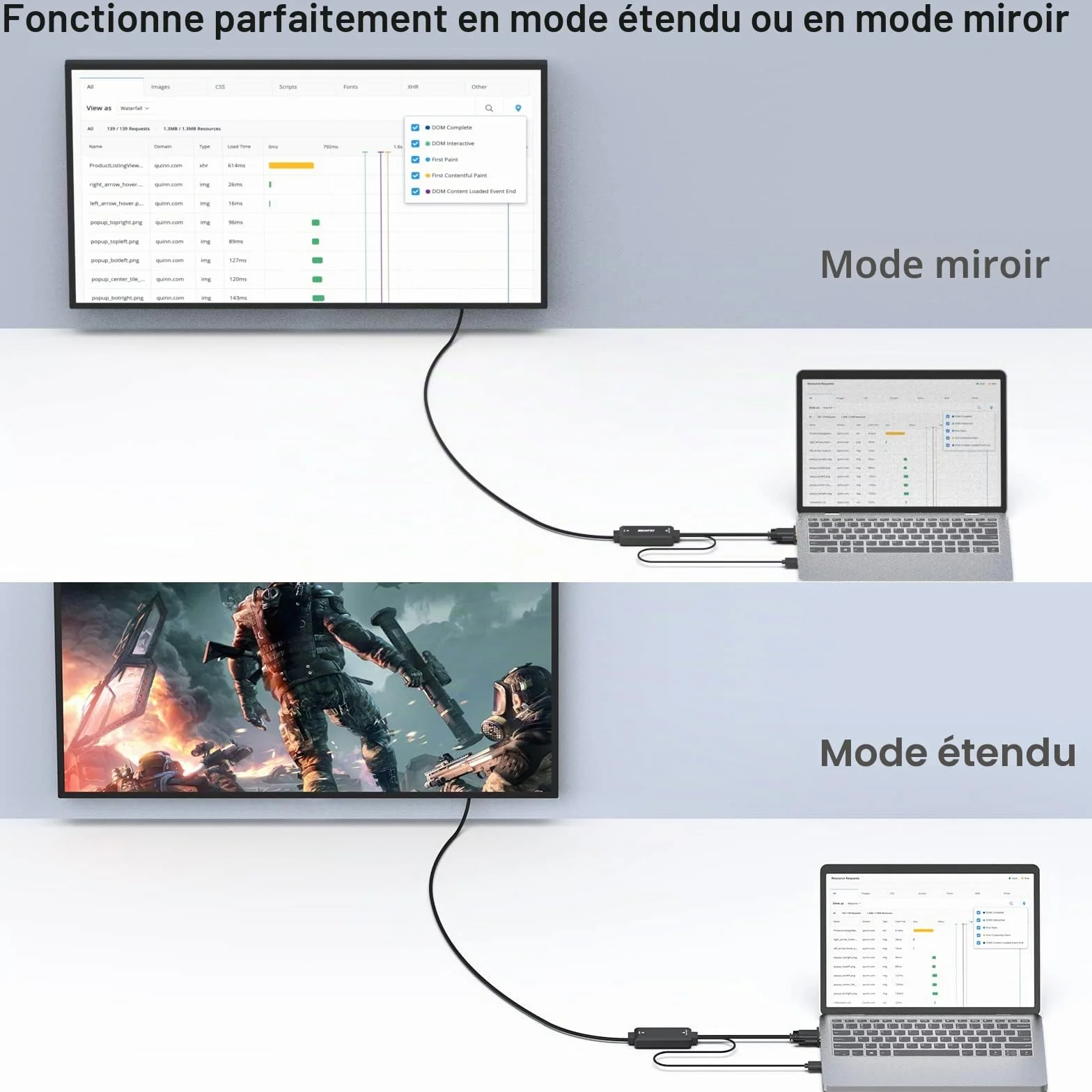 BENFEI Câble VGA vers HDMI 1.8M 1080P avec prise en charge audio