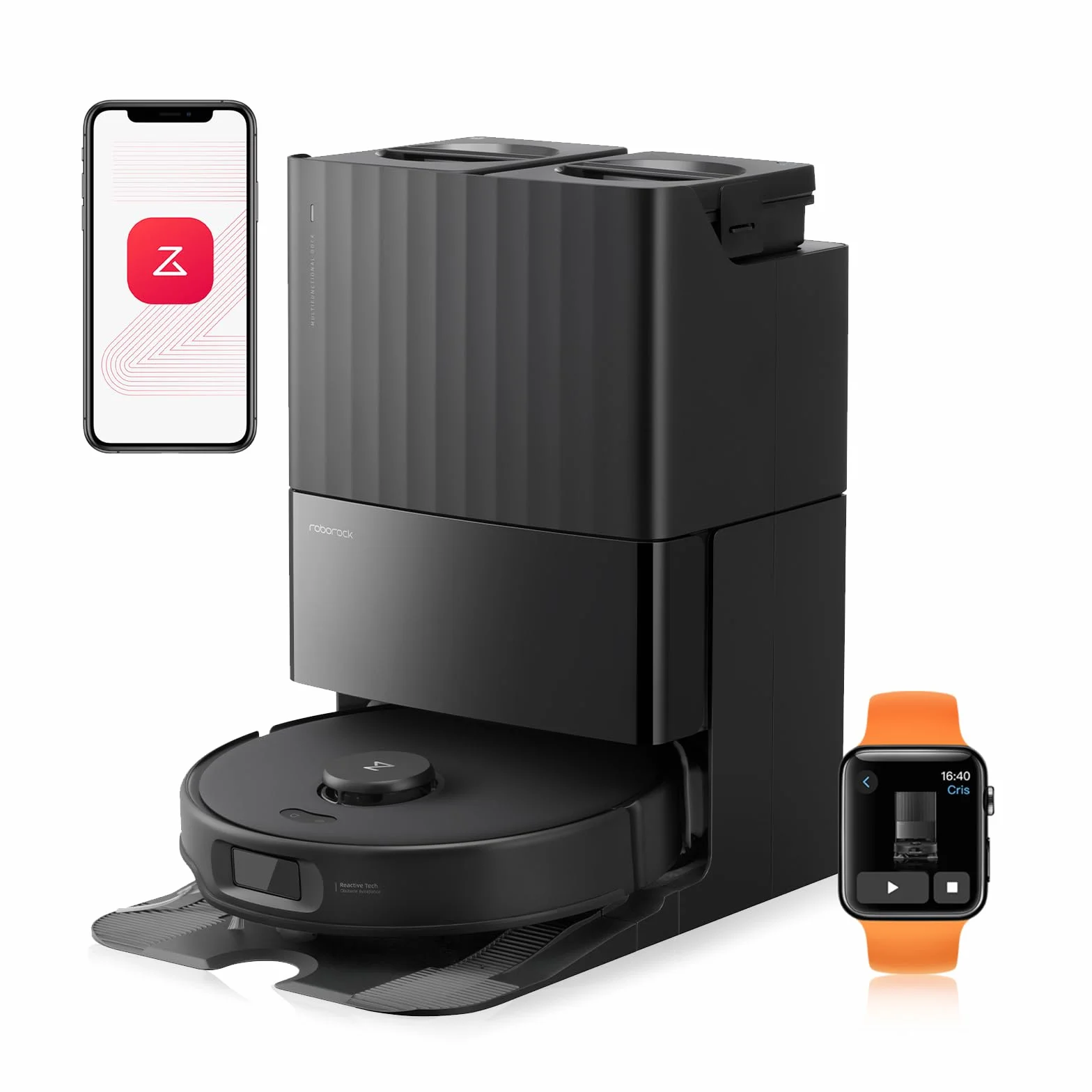 roborock Qrevo Edge S5A Aspirateur Robot 18500 Pa, Robot Aspirateur Laveur avec Double Système Anti-Enchevétrements, DuoDivide Brosse & FlexiArm Serpillière, ChÃssis AdaptiLift. Lavage à l'eau Chaude