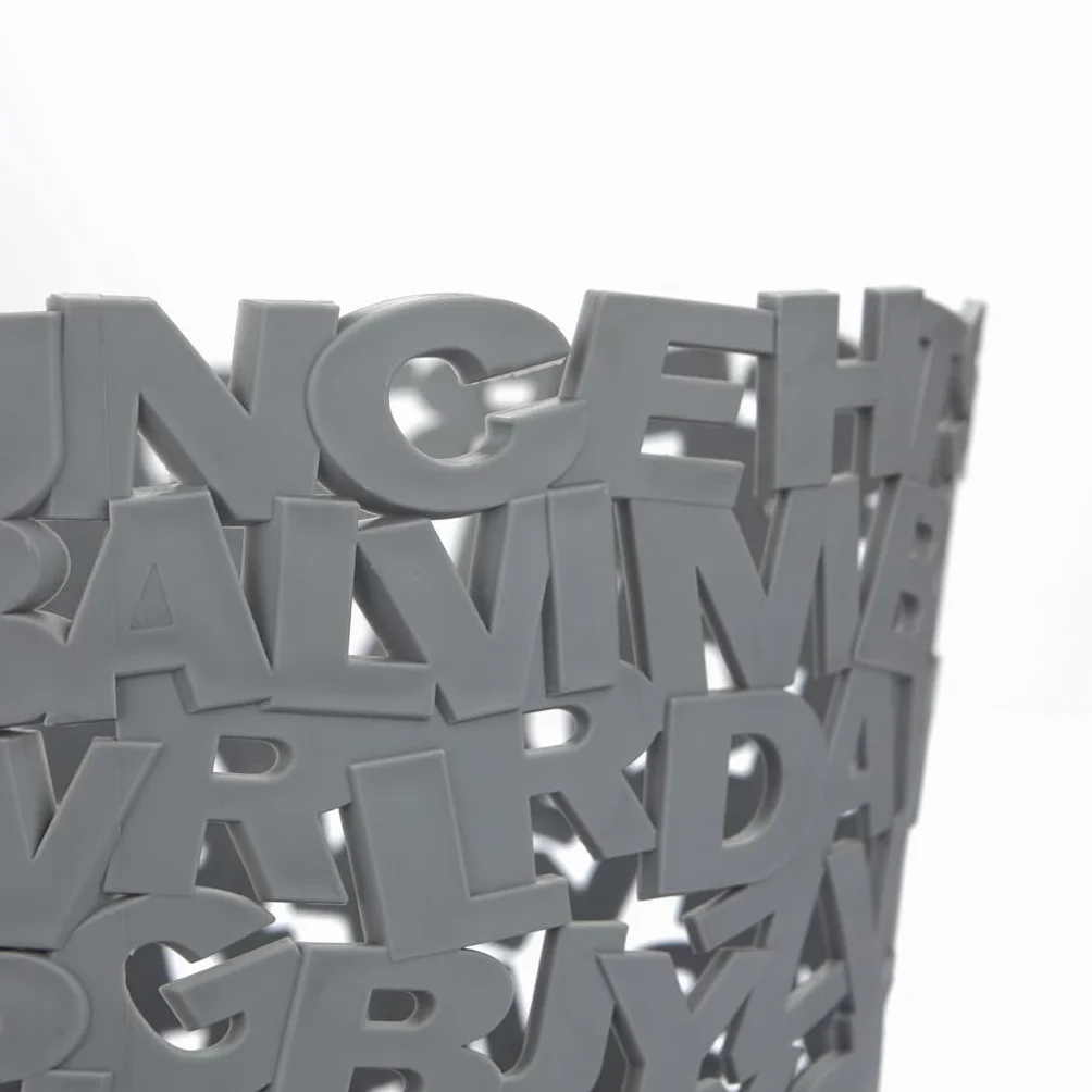 Balvi Corbeille à Papier Lettres Gris Plastique 30cm