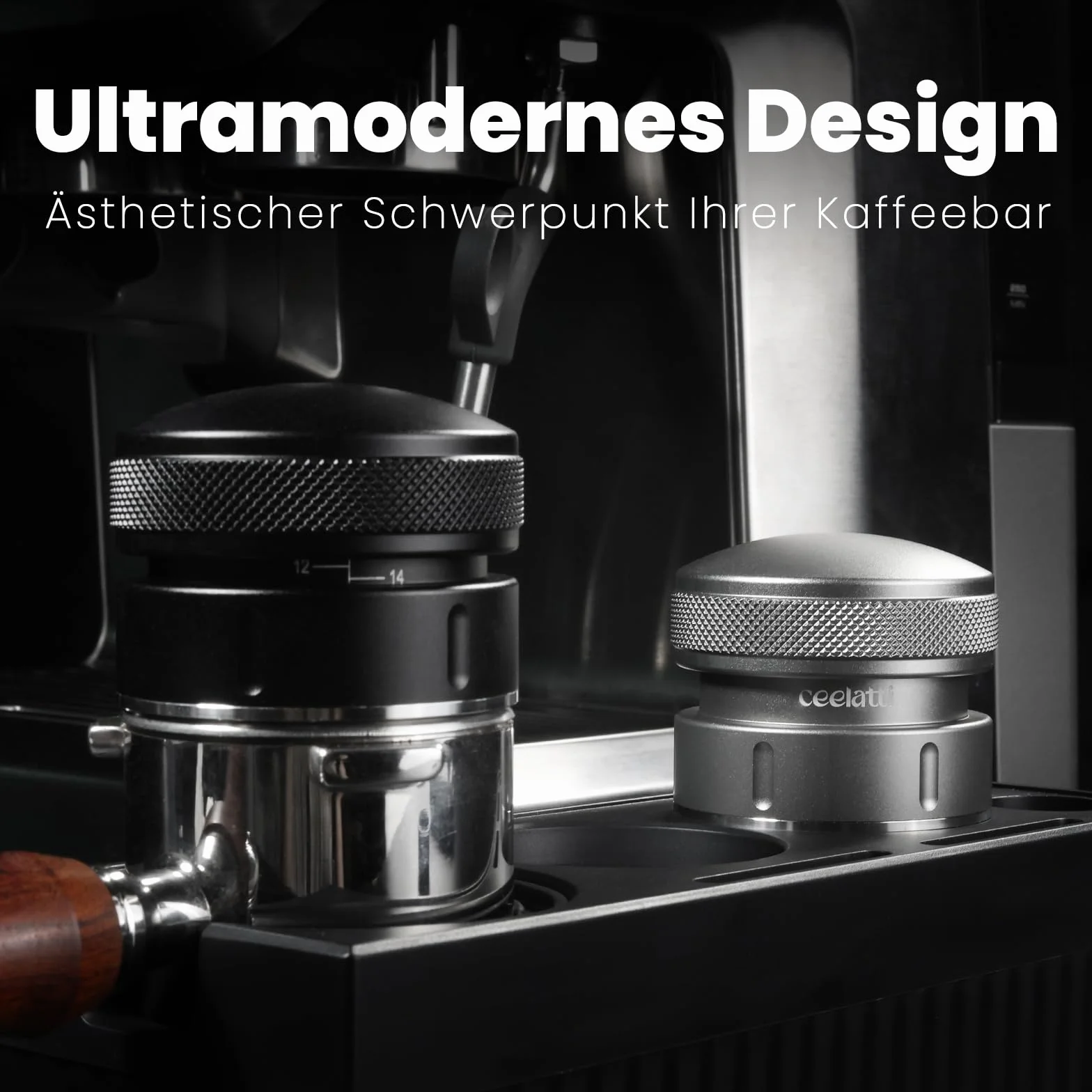 Distributeur de café 54 mm, distribution par gravité pour barista sauge, niveleur de café pour porte-filtre de 54 mm, base à 4 lames en acier inoxydable, noir