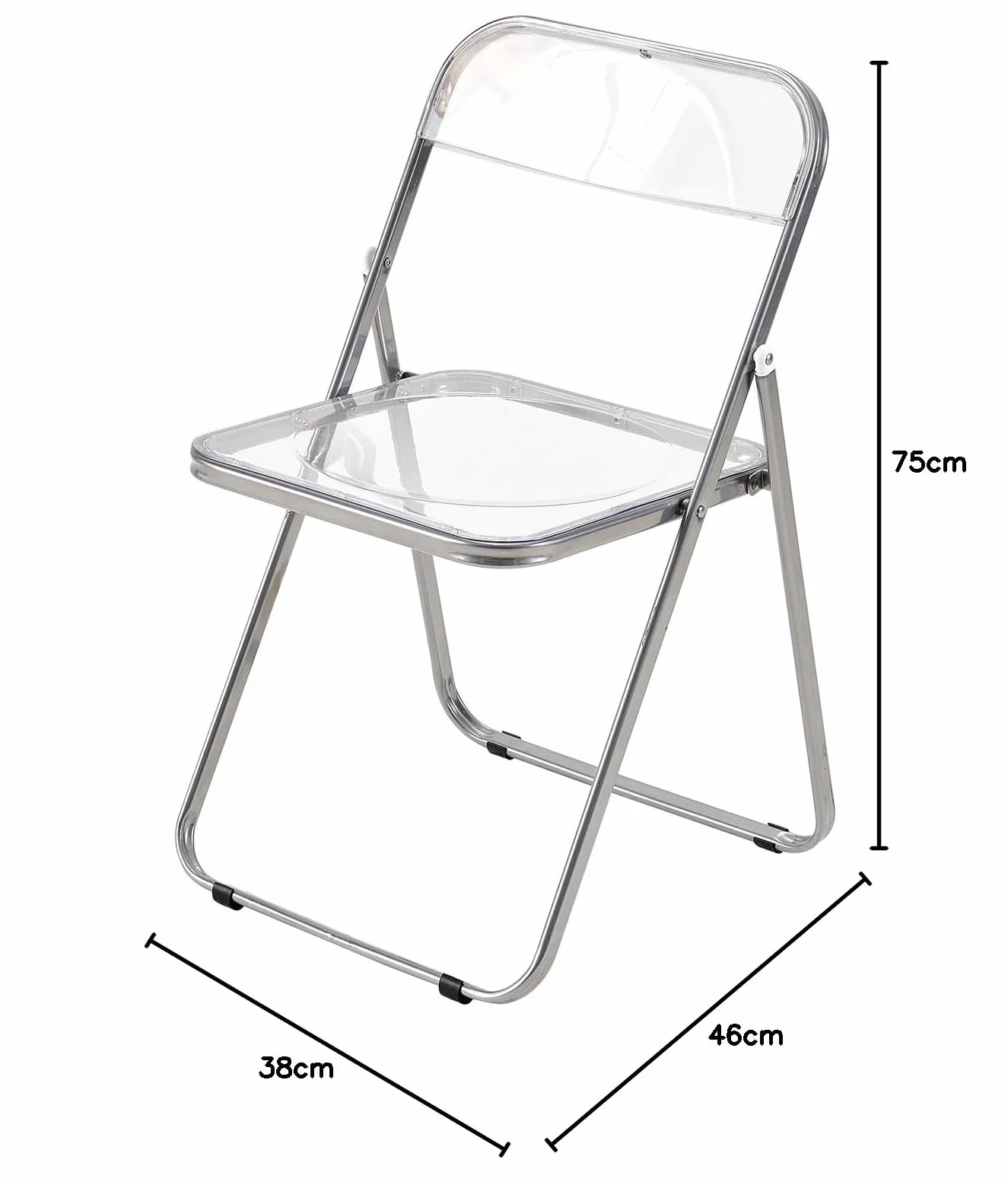 Lot de 12 Chaise Pliante Pet Chaise en métal Transparent, capacité de Charge de 150 kg, pour Salle à Manger, Salon, Jardin