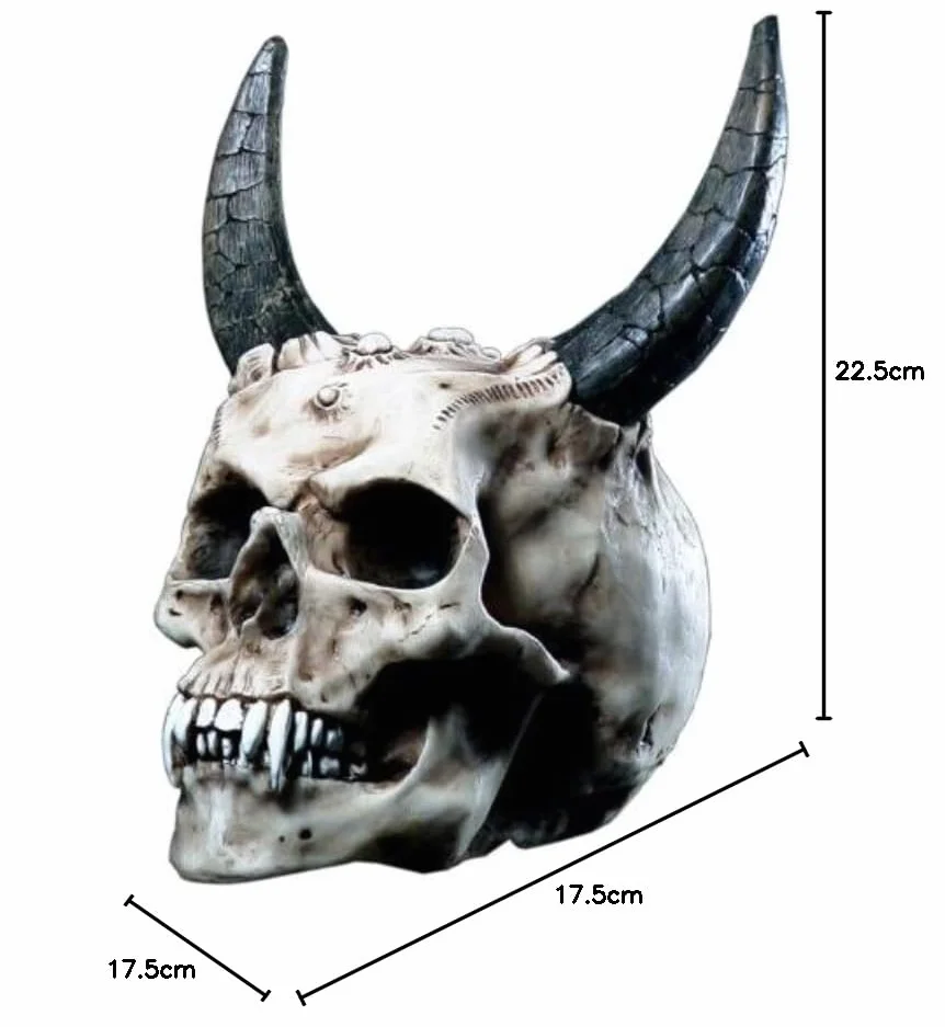 Tête de Mort du Diable avec Cornes Figure Décorative