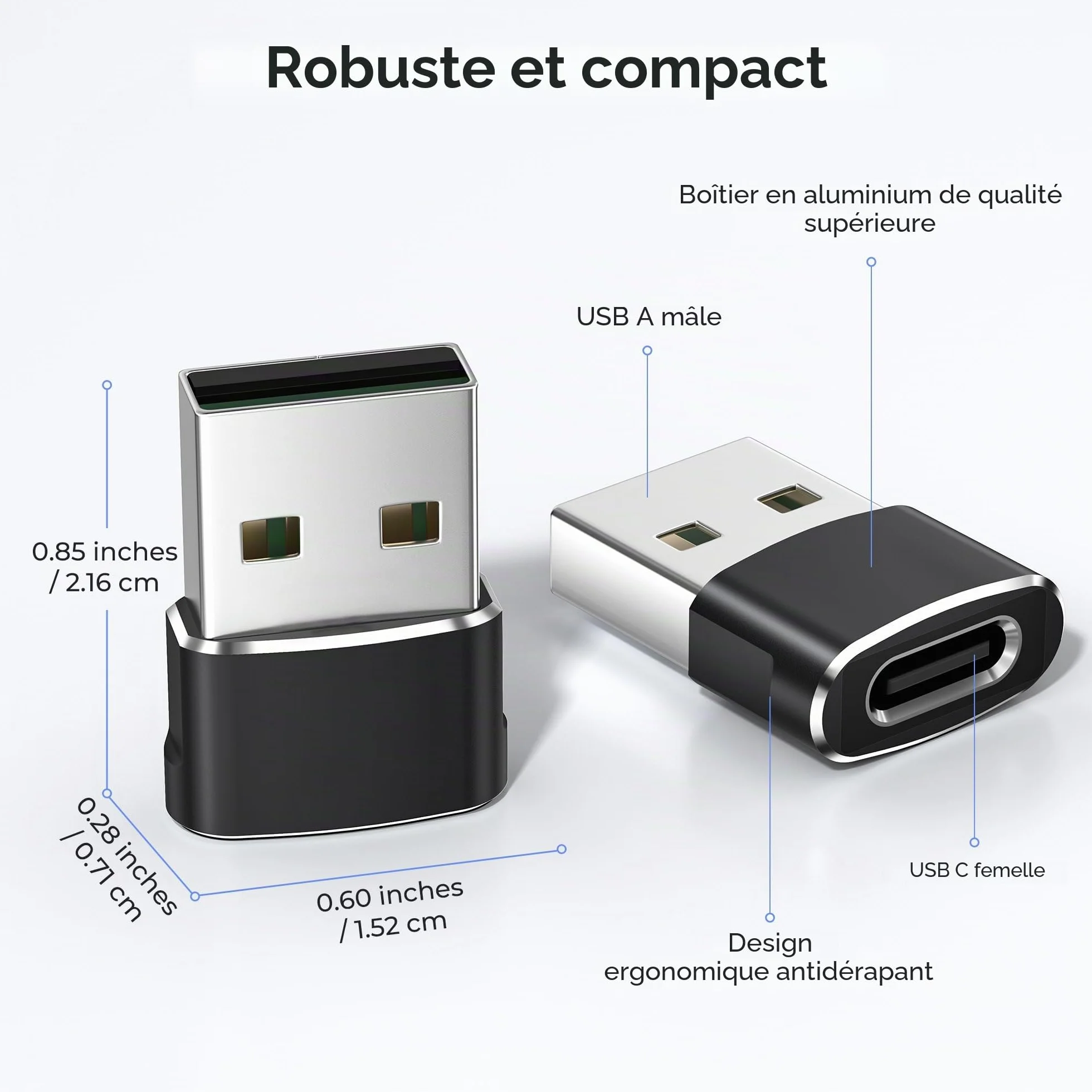 BASESAILOR Adaptateur USB C Femelle vers USB Male 4Pack, Convertisseur Chargeur USB vers USB C pour iPhone 17 16 Pro Max, Apple 15 Plus, iWatch 11, iPhone 14 13 12, iPad Mini 7, Samsung Galaxy S25 S24