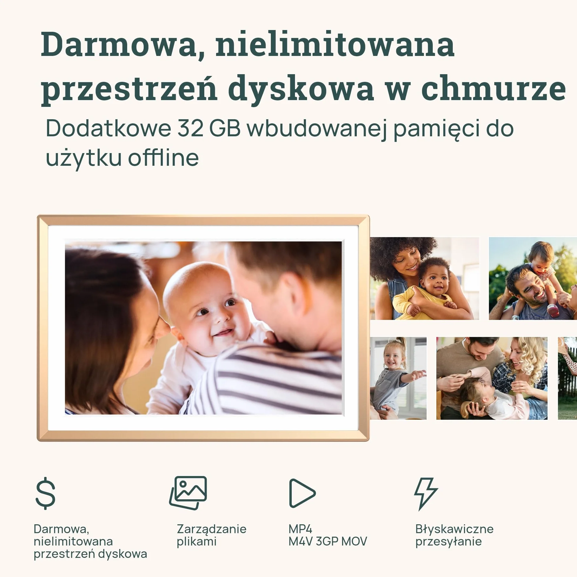 ARZOPA Cyfrowa Ramka na Zdjęcia WiFi 10,1" Nielimitowana Chmura Metalowa Ramka Cyfrowa HD IPS Ekran Dotykowy Bez Abonamentu Udostępniaj Zdjęcia/Filmy Zdalnie bez Limitu Idealny na Prezent - D10 GOLD
