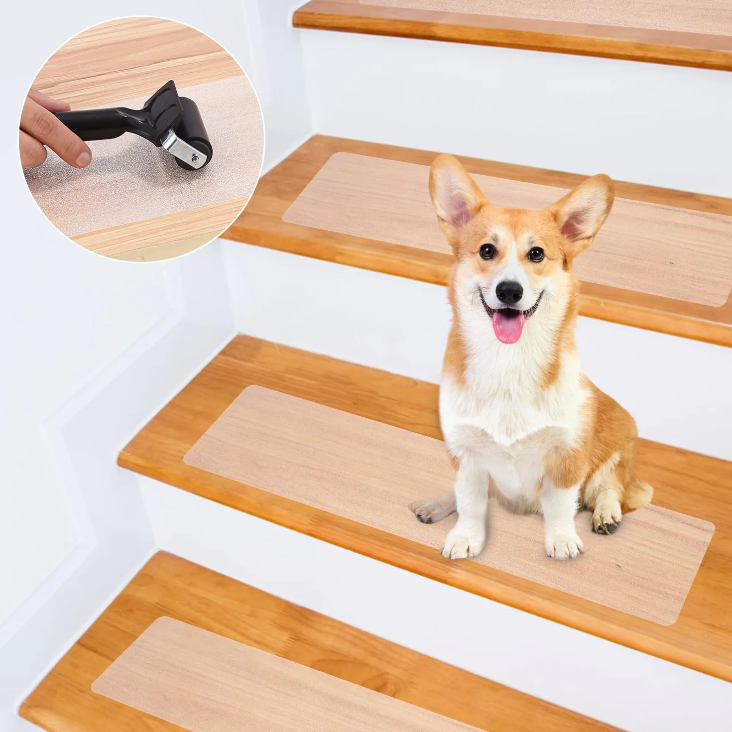 Tapis Antidérapant Transparent Azyvum Lot de 18 Bandes 15 x 60 cm Protection Escalier Bois