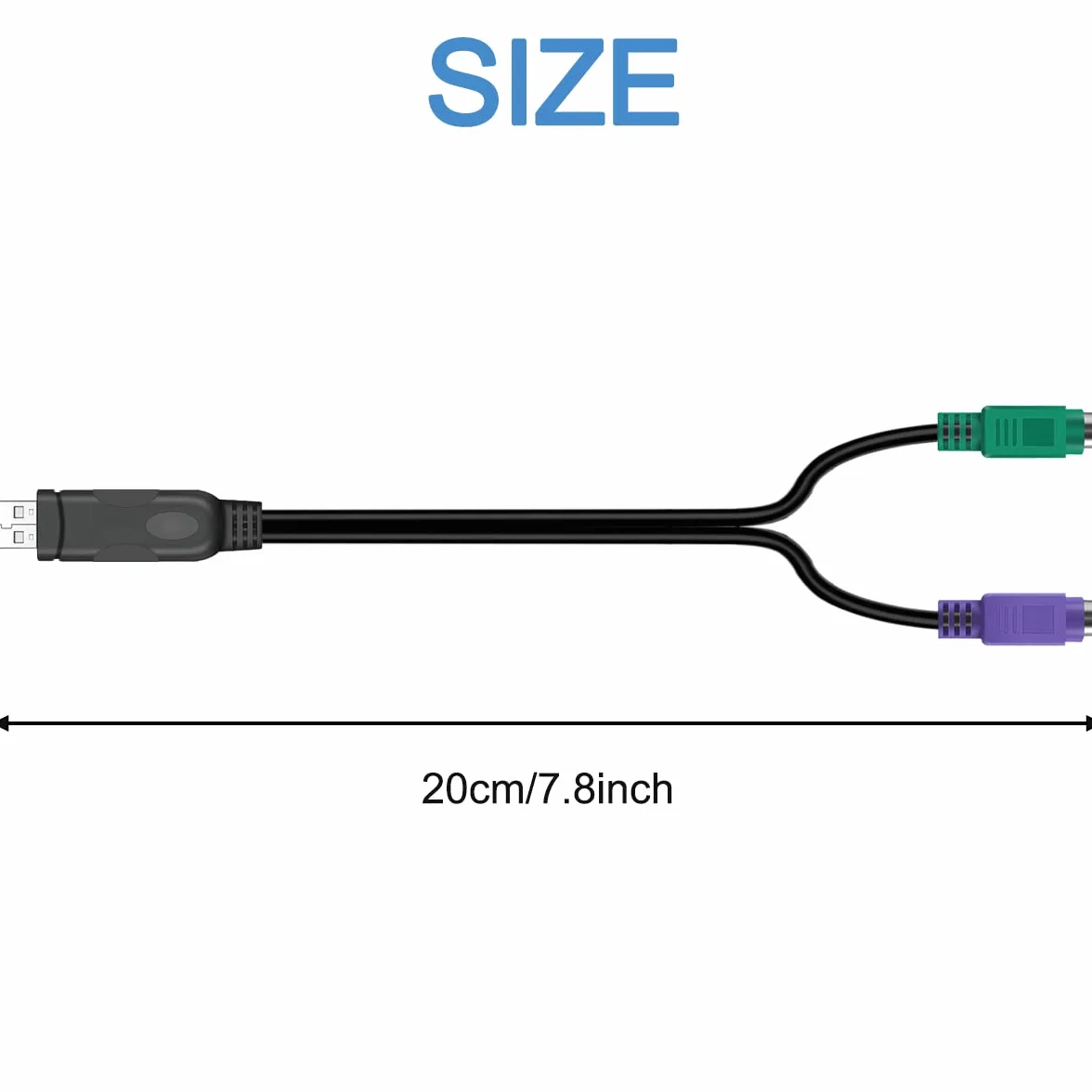 Câble adaptateur PS2 vers USB 2.0 pour clavier et souris, 2 en 1 convertisseur PS/2 femelle vers USB A mâle