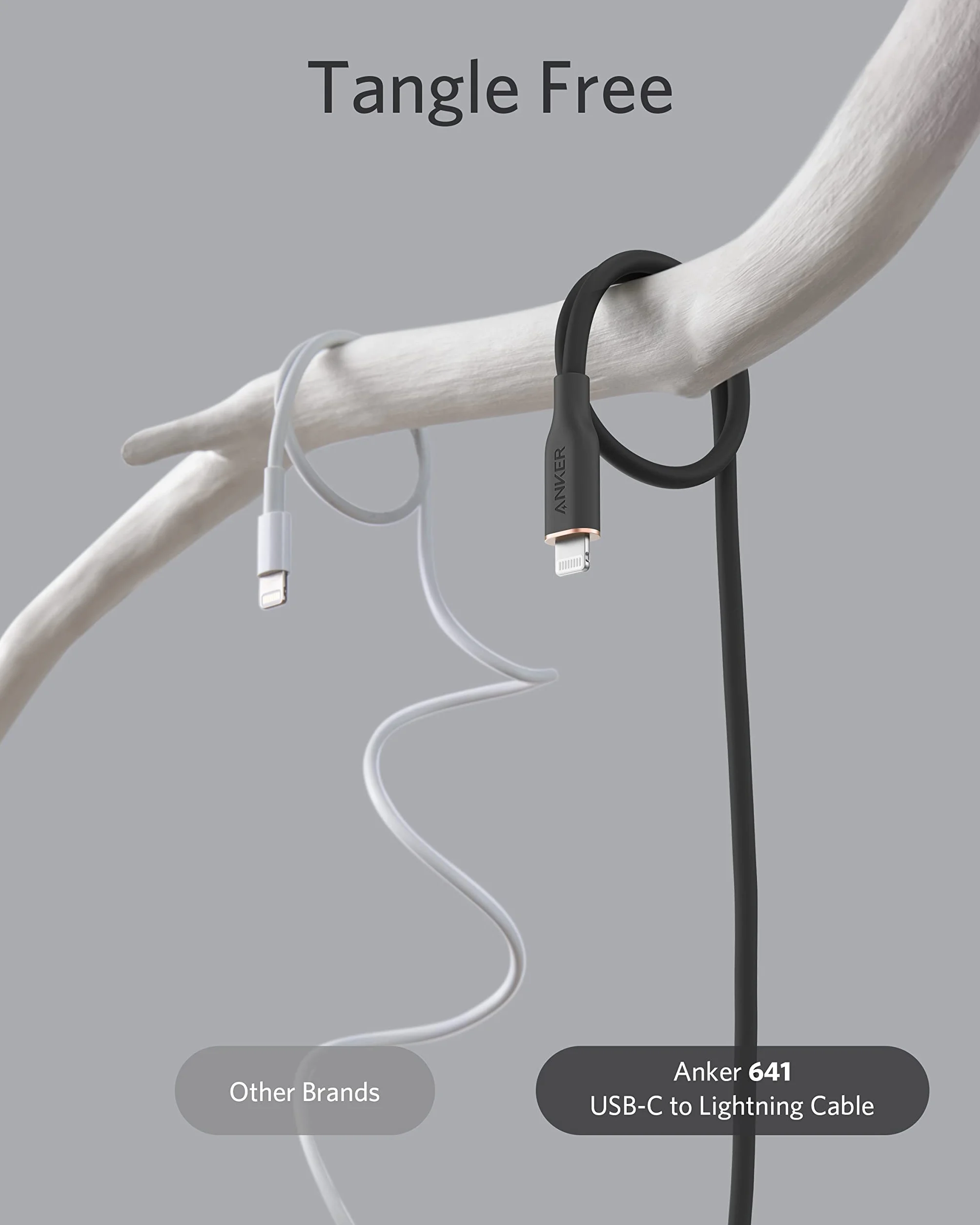 Anker Powerline III Flow, kabel Lightning USB C, 0,9 m, kabel USB C na Lightning, kompatybilny z iPhone 14/13/12/11, AirPods Pro, certyfikat MFi, żel krzemionkowy