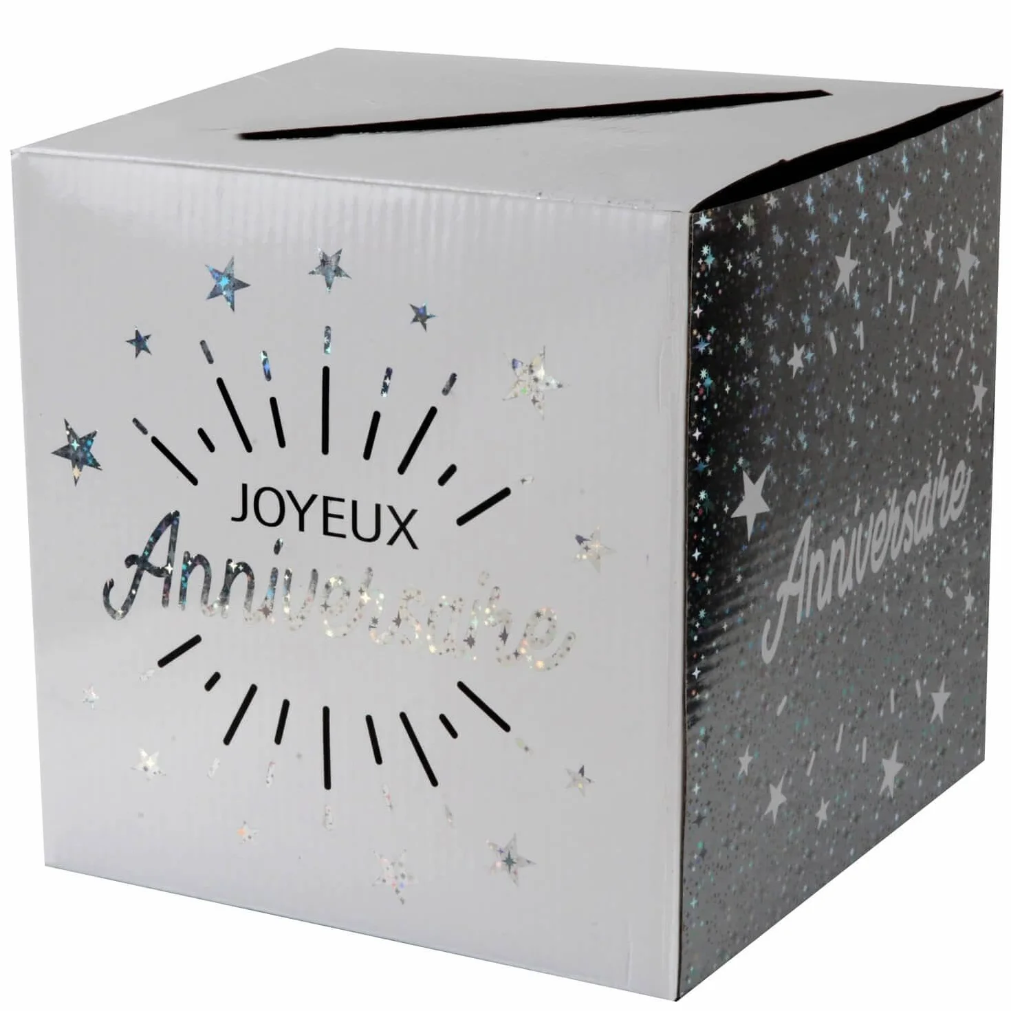 SANTEX 6652-4 Tirelire Joyeux Anniversaire étincelant Blanche/Argent