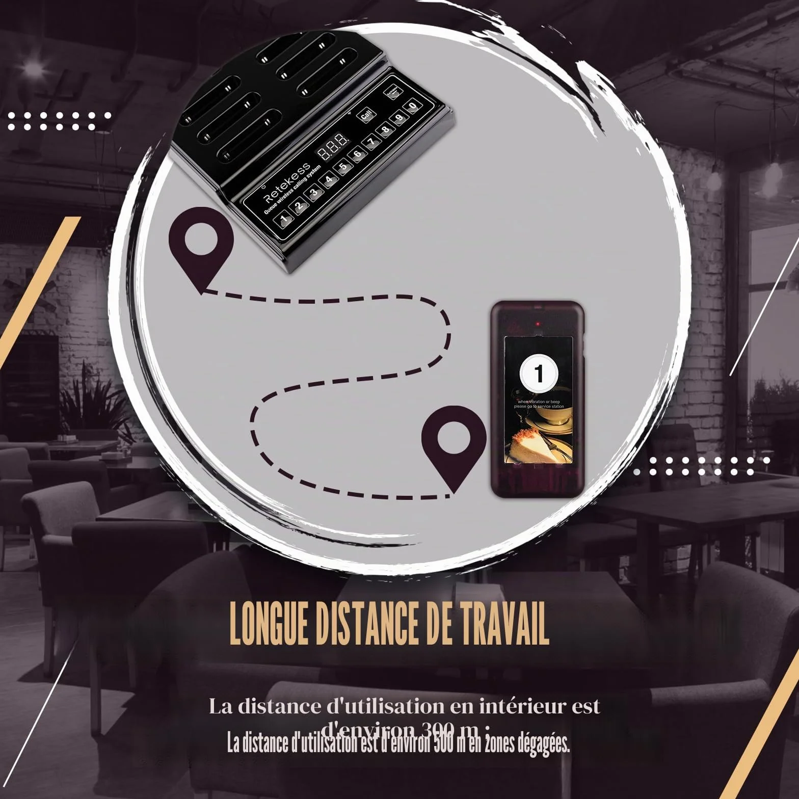 Retekess T112 Bipeur Restaurant 500M 3 Modes d'appel Vibration 36H 999 Canaux 20 Bipeur