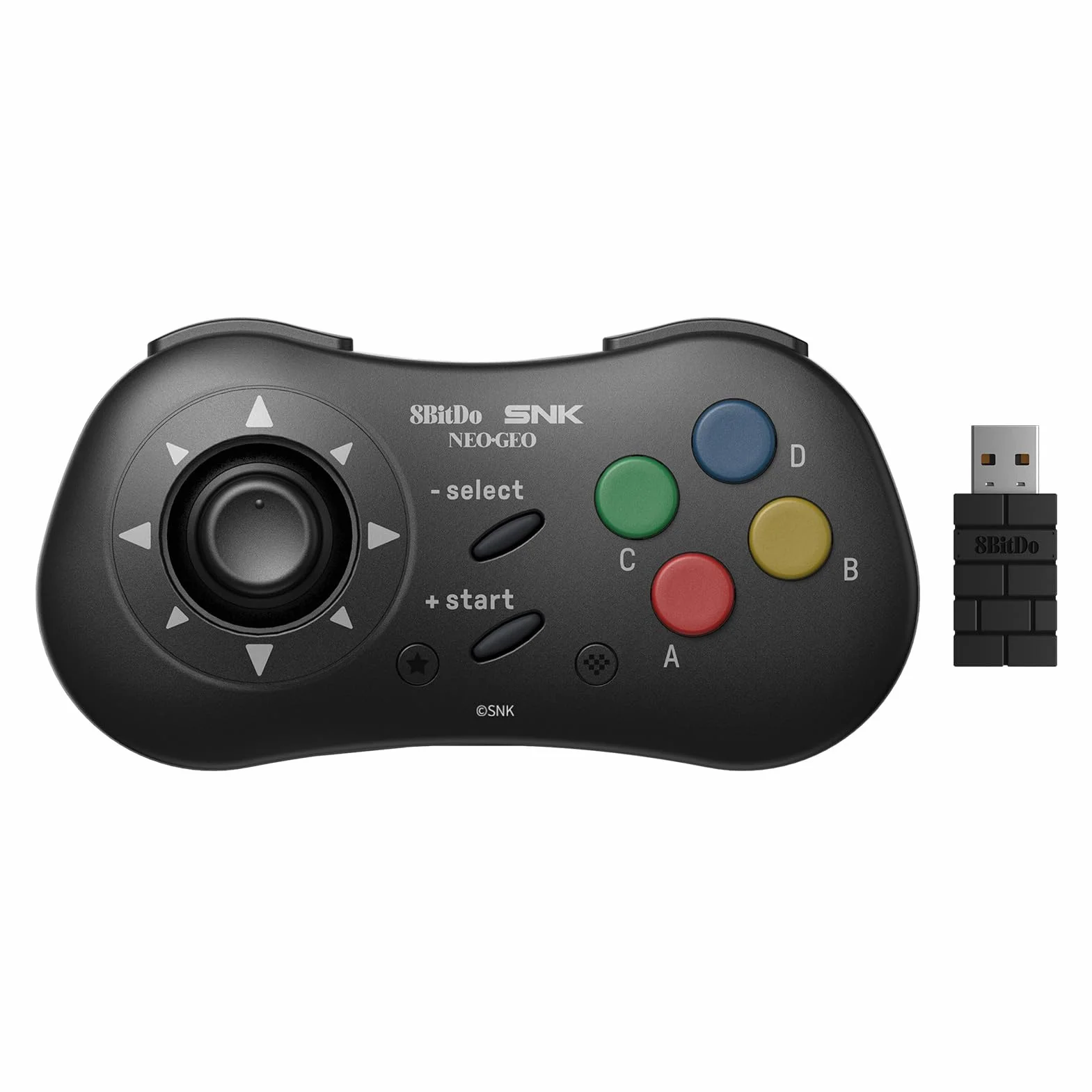 8Bitdo Manette Noire Bluetooth SNK Neo Geo CD – Compatible PC, Android, Neo Geo Mini