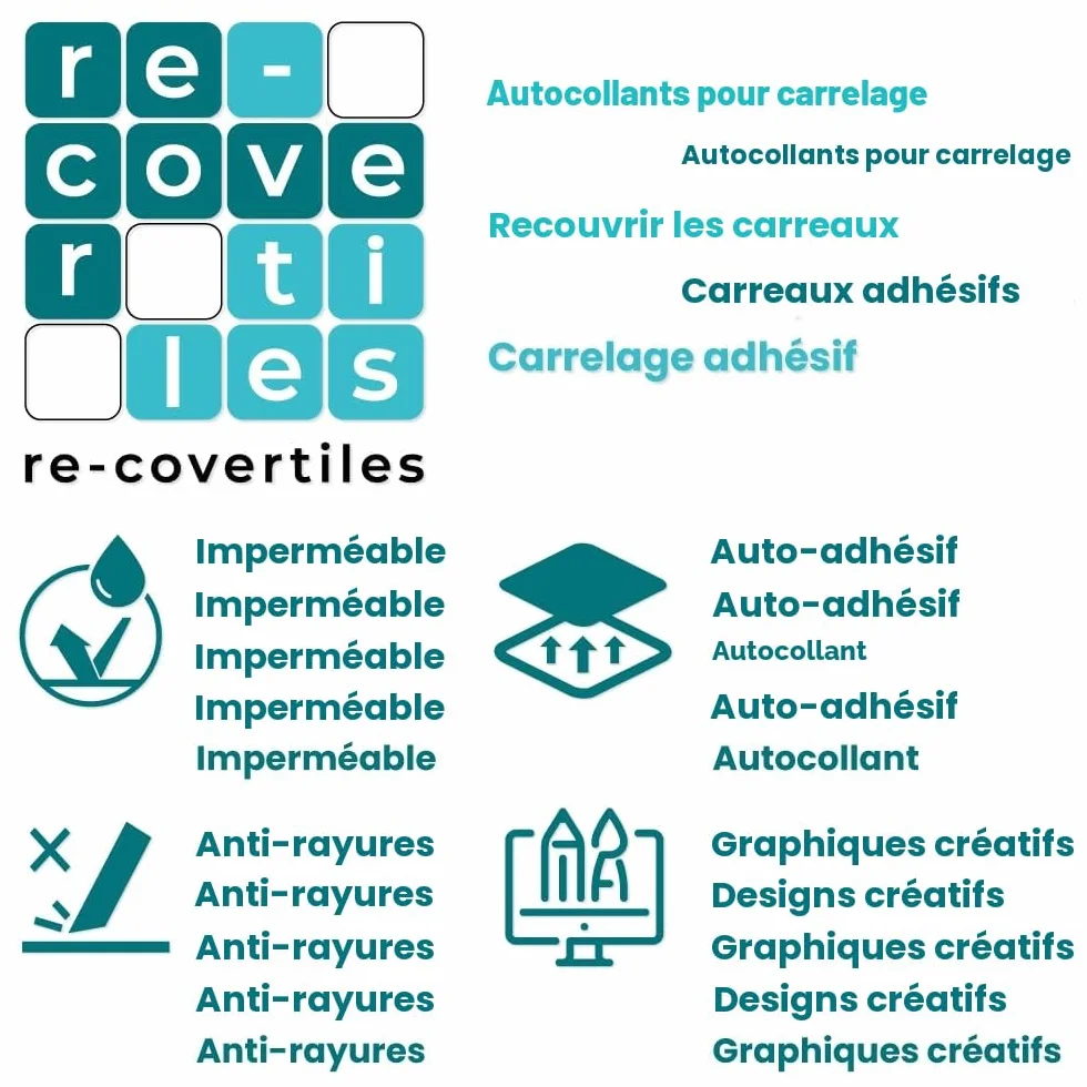 Stickers Carrelage Cuisine et Bain PVC Imperméables Anti-rayures Autocollants Mur Peel and Stick 24 Pcs 10x10 cm Made in Italy
