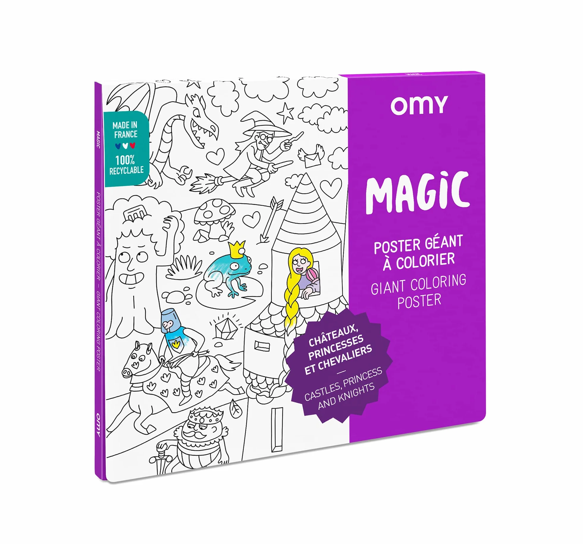 OMY Poster Géant à Colorier Magic 100 x 70 cm Encadrable Papier 120 g/m² Fabriqué en France