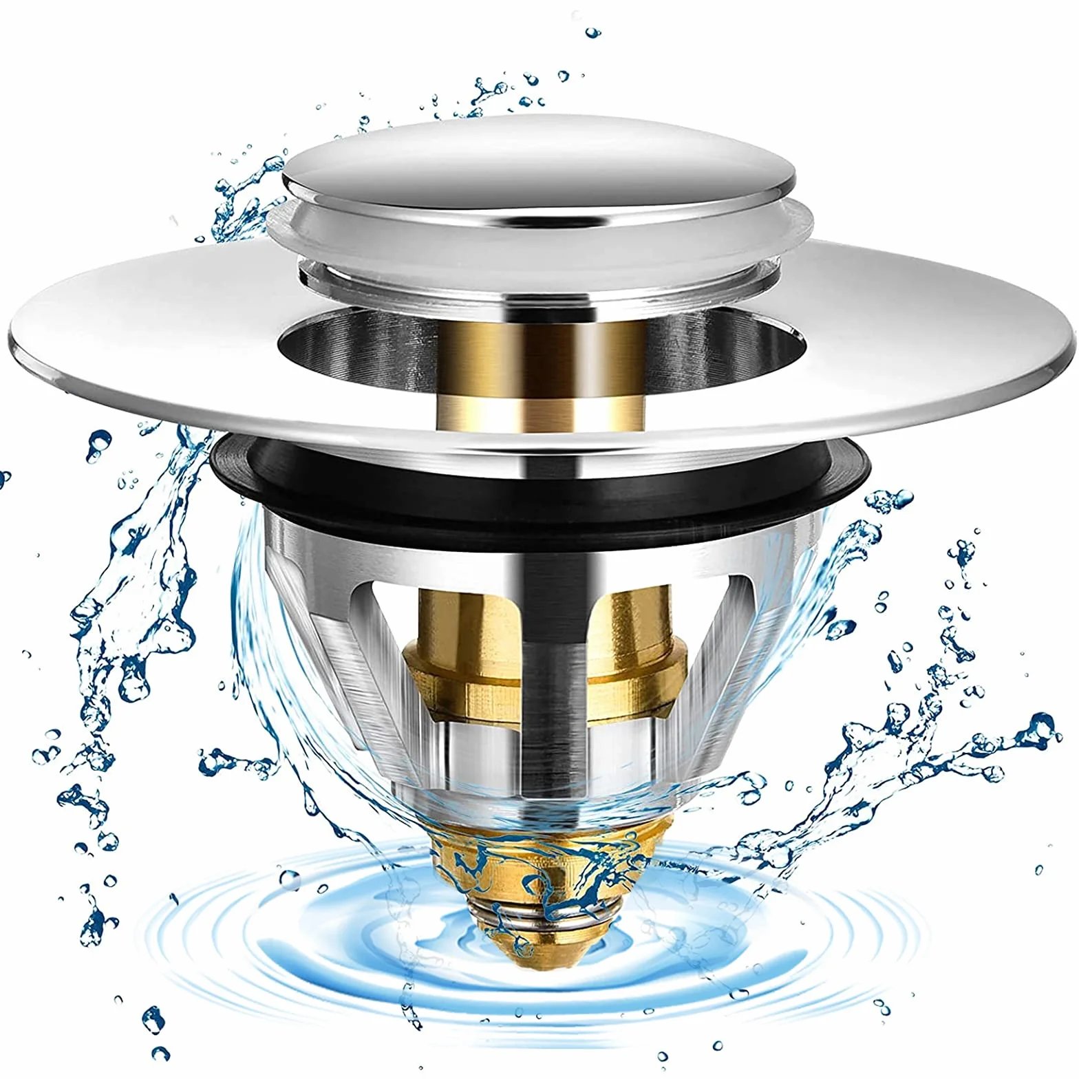 Bouchon Lavabo Universel Bonde Acier Inoxydable Popup 32 38 mm