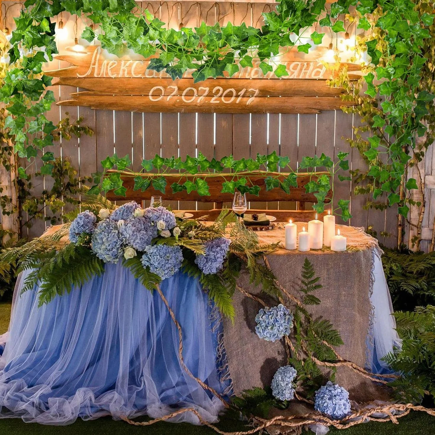 Lierre Artificielle Guirlande Vigne 2.2M, Plante Artificielle Extérieur Décoration Mariage