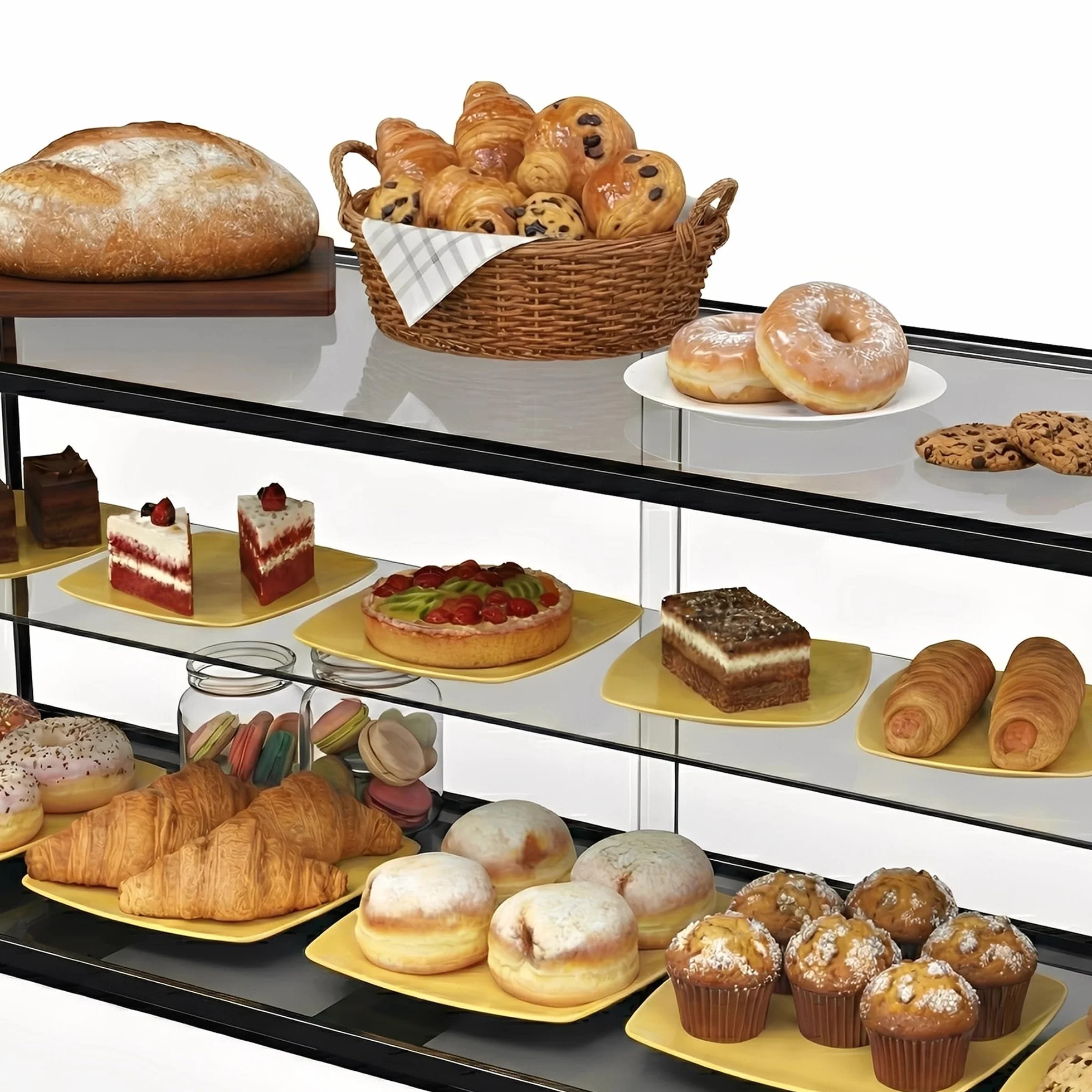 MBH - Vitrine Neutre de comptoir 120x39 cm, vitrage Droit trempé, 2 Niveaux, sans éclairage LED, Portes arrière coulissantes, pour Bar, café, Restaurant, viennoiseries et pâtisserie.