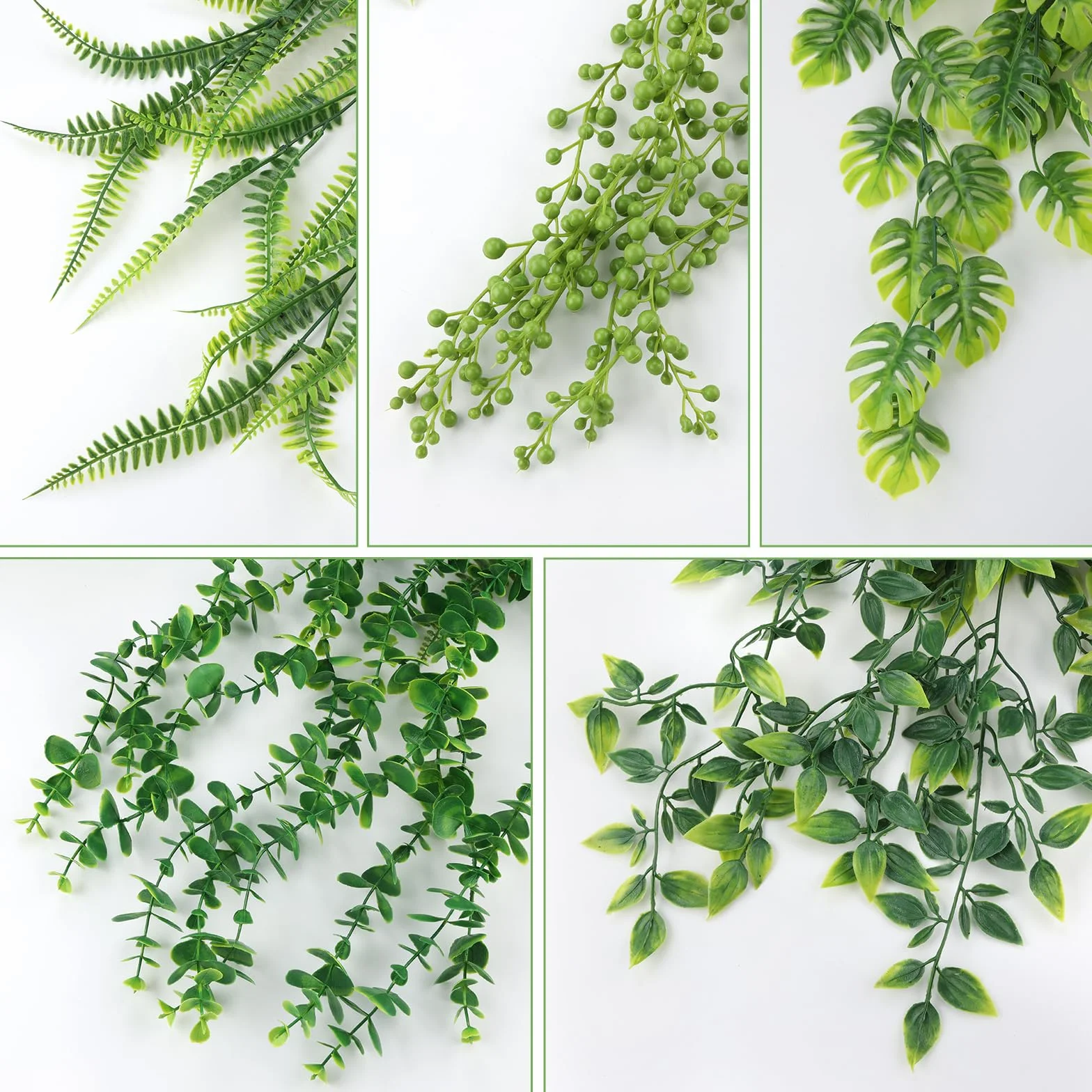 Plante Suspendue Artificielle avec Pot 5PCS Deco Interieur Tombante Fausse Plante pour Salle de Bain Maison Bureau