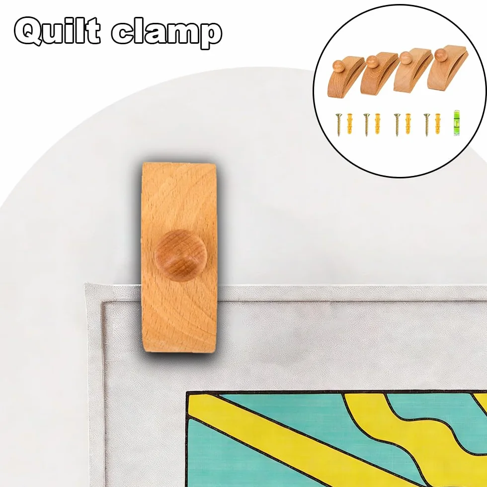 Crochets muraux en Bois pour Tapisserie, Lot de 4 Supports muraux pour Tapis, Cintres pour Tapisserie Murale