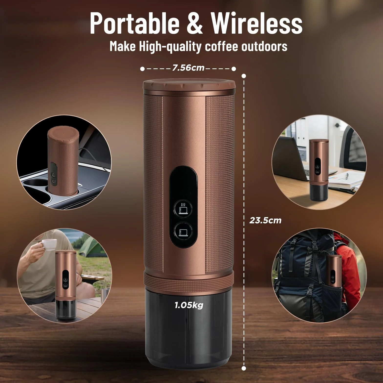 Machine a Cafe Portable pour Voyage: Machine à café Expresso de Randonnée - Partout Tout Moment Savourez un Café Savoureux - 8 Tasses par Charge - Compatible Capsules Nespresso - Marron