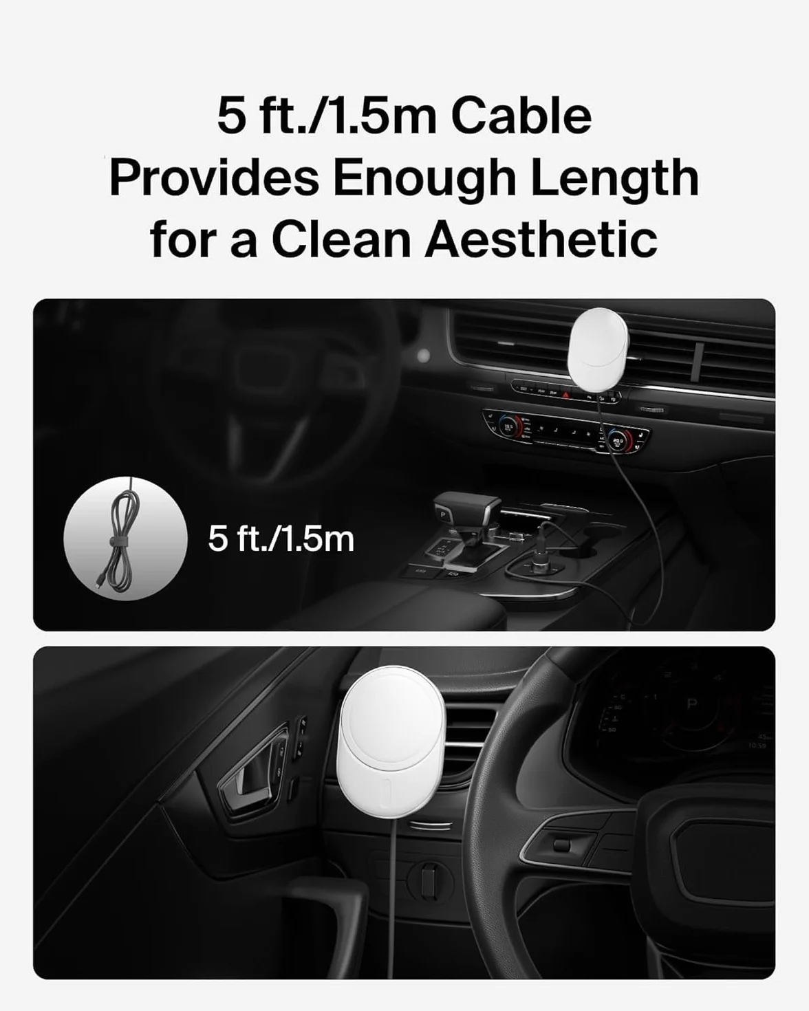 Belkin BoostCharge Pro magnetyczna bezprzewodowa ładowarka samochodowa 15W z Qi2, uchwyt samochodowy kompatybilny z MagSafe do kratki nawiewu dla iPhone 16-13, w zestawie kabel USB-C na USB-C (1,5 m)