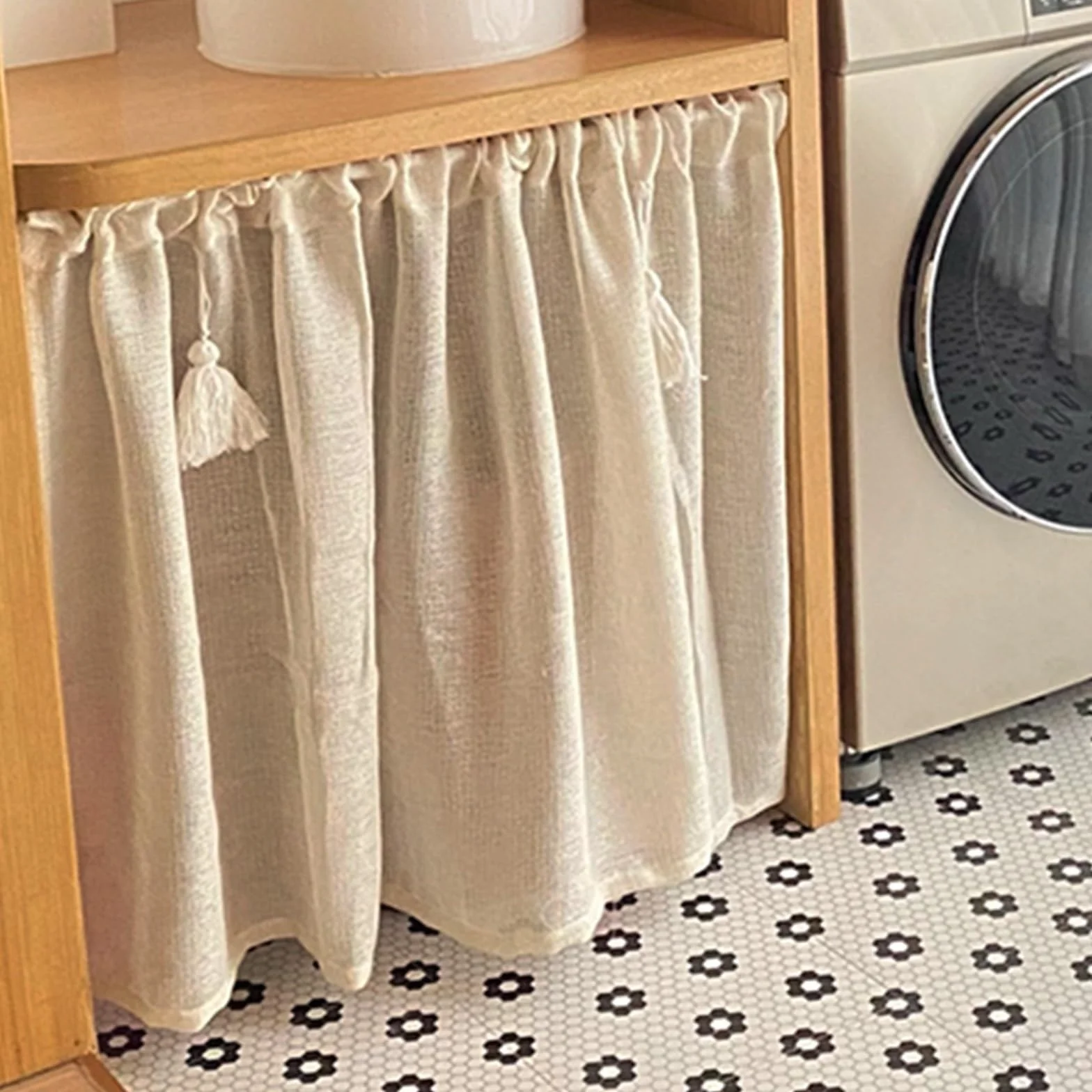 Rideaux Courts Rétro en Coton et Lin, Style Nordique, W100xH80cm