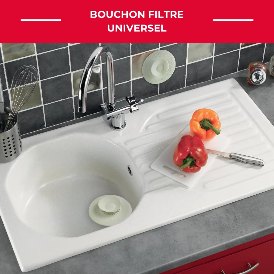 Wirquin Bouchon et filtre universel Uppy blanc pour évacuations évier lavabo baignoire