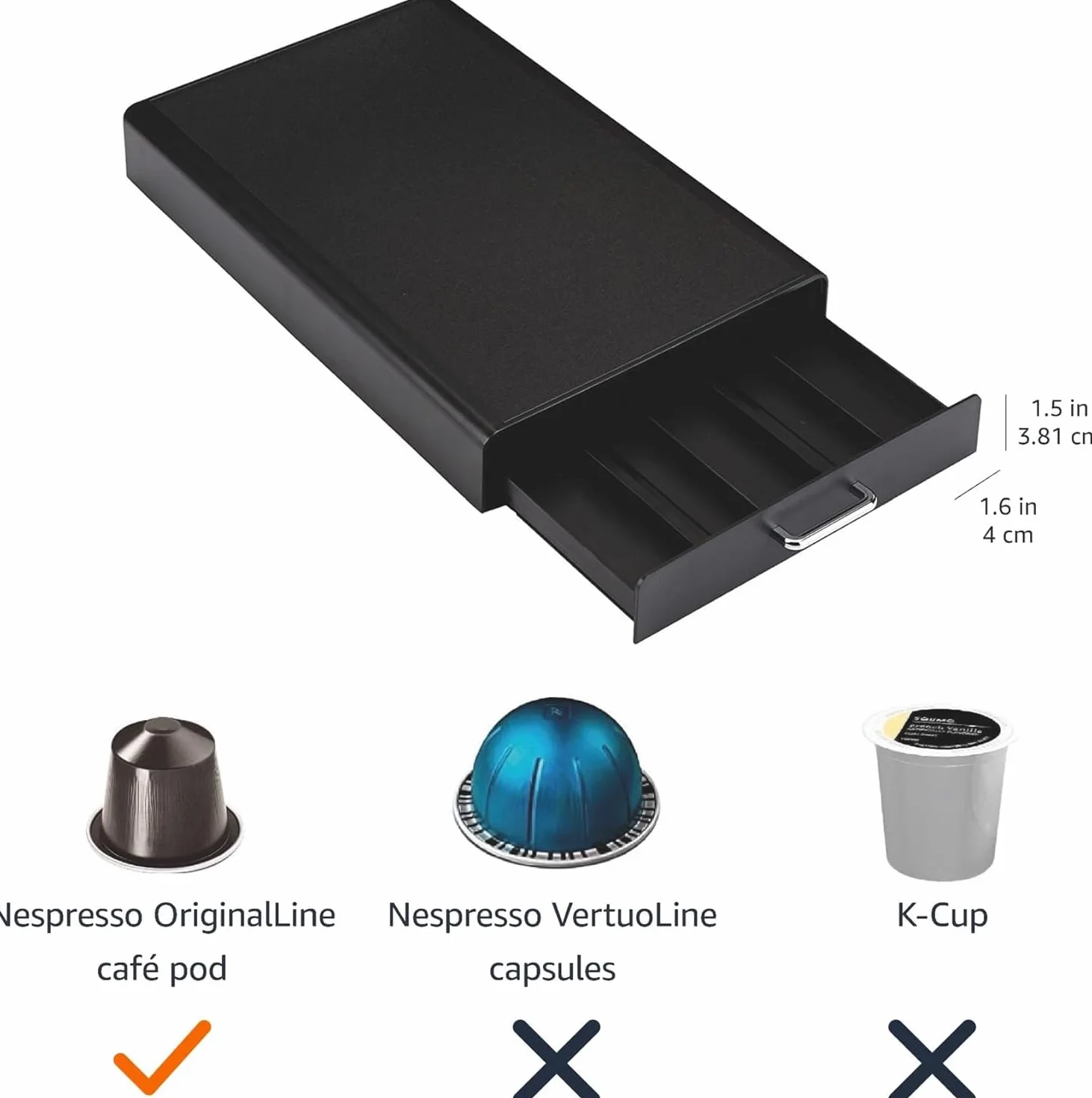 Amazon Basics Rangement pour Orignalline Nespresso 1 Tiroir 50 Capsules Capacité Noir