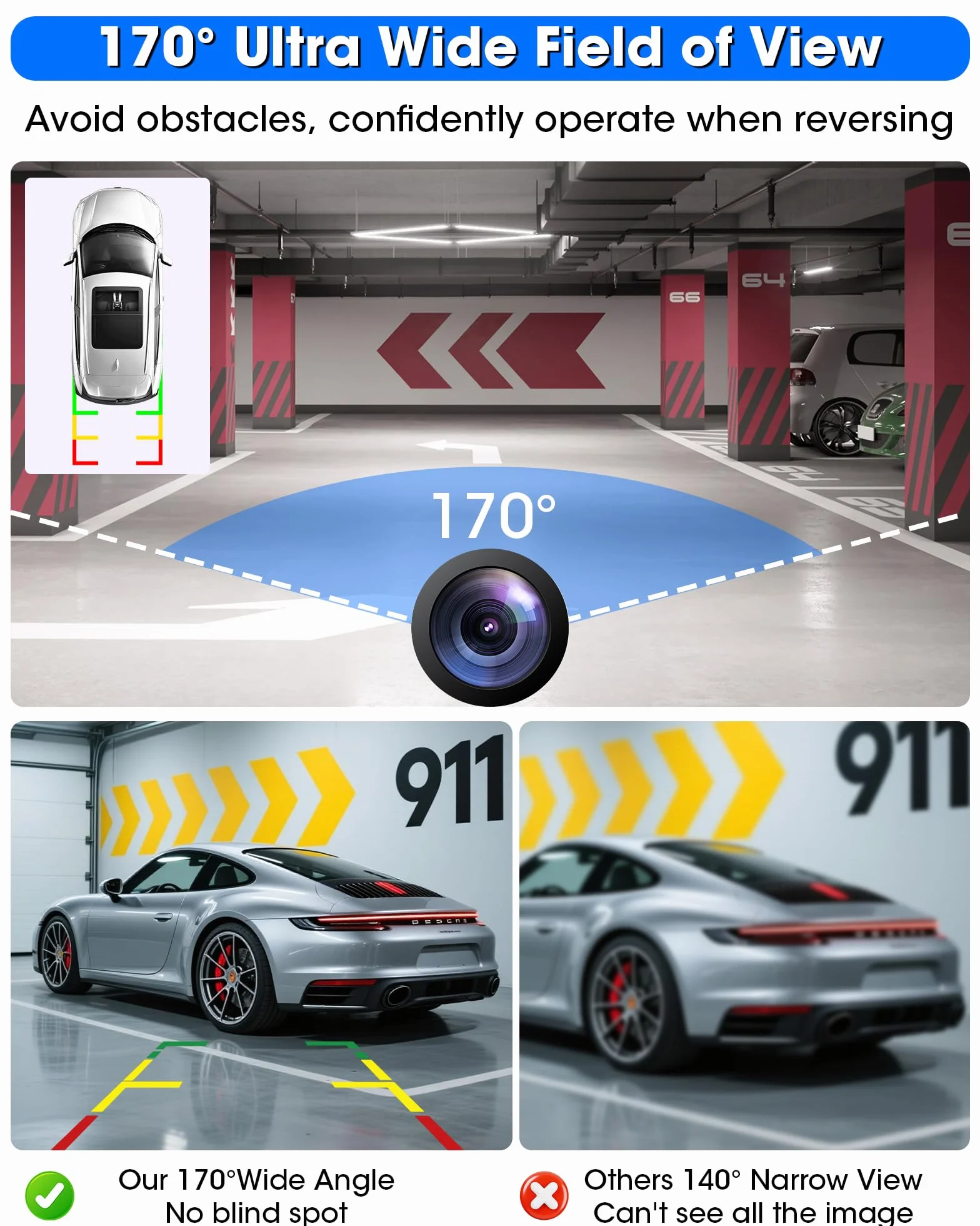 Kamera cofania AHD 1080P/AHD 720P/CVBS/PAL kamera cofania samochodowa obracana o 360° uniwersalna kamera cofania modernizacja noktowizor IP69 wodoodporna 170° szeroki kąt do SUV-a 12 V-24 V