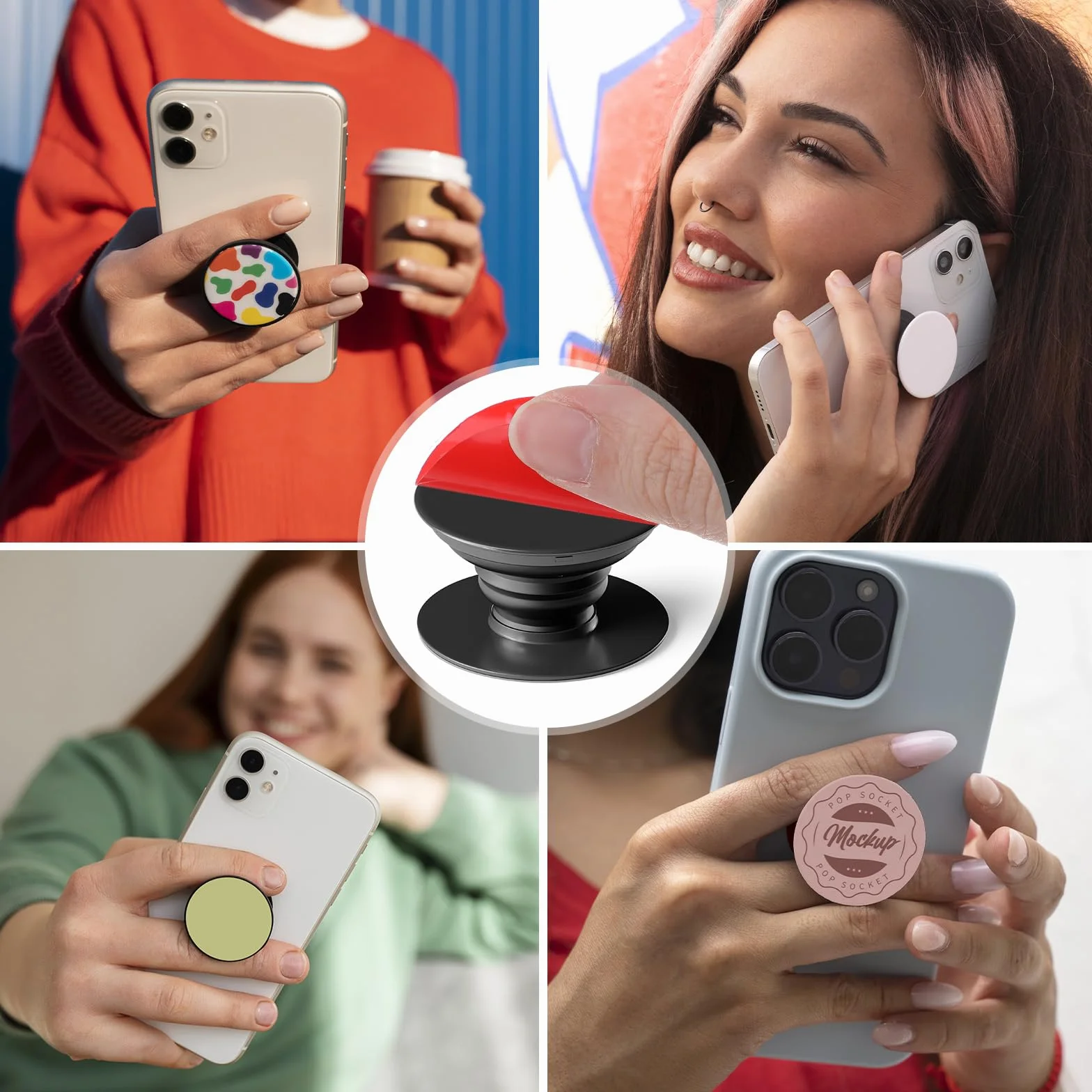15 szt. dwustronnych lepkich podkładek, naklejki na gniazdo pop, okrągłe, dwustronne, samoprzylepne podkładki do telefonu, okrągłe, dwustronne, do deski rozdzielczej/przedniej szyby, uchwyt na telefon