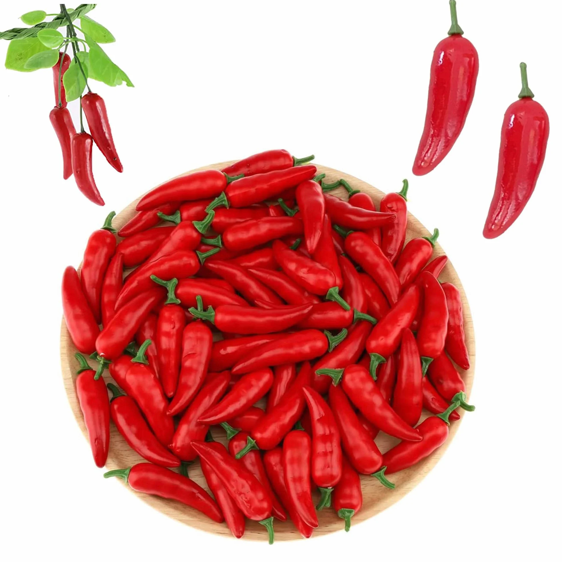 Artificielle Petit Piment Guirlande de légumes Décoration Cuisine Photo Prop Suspendu 60 pièces Rouge