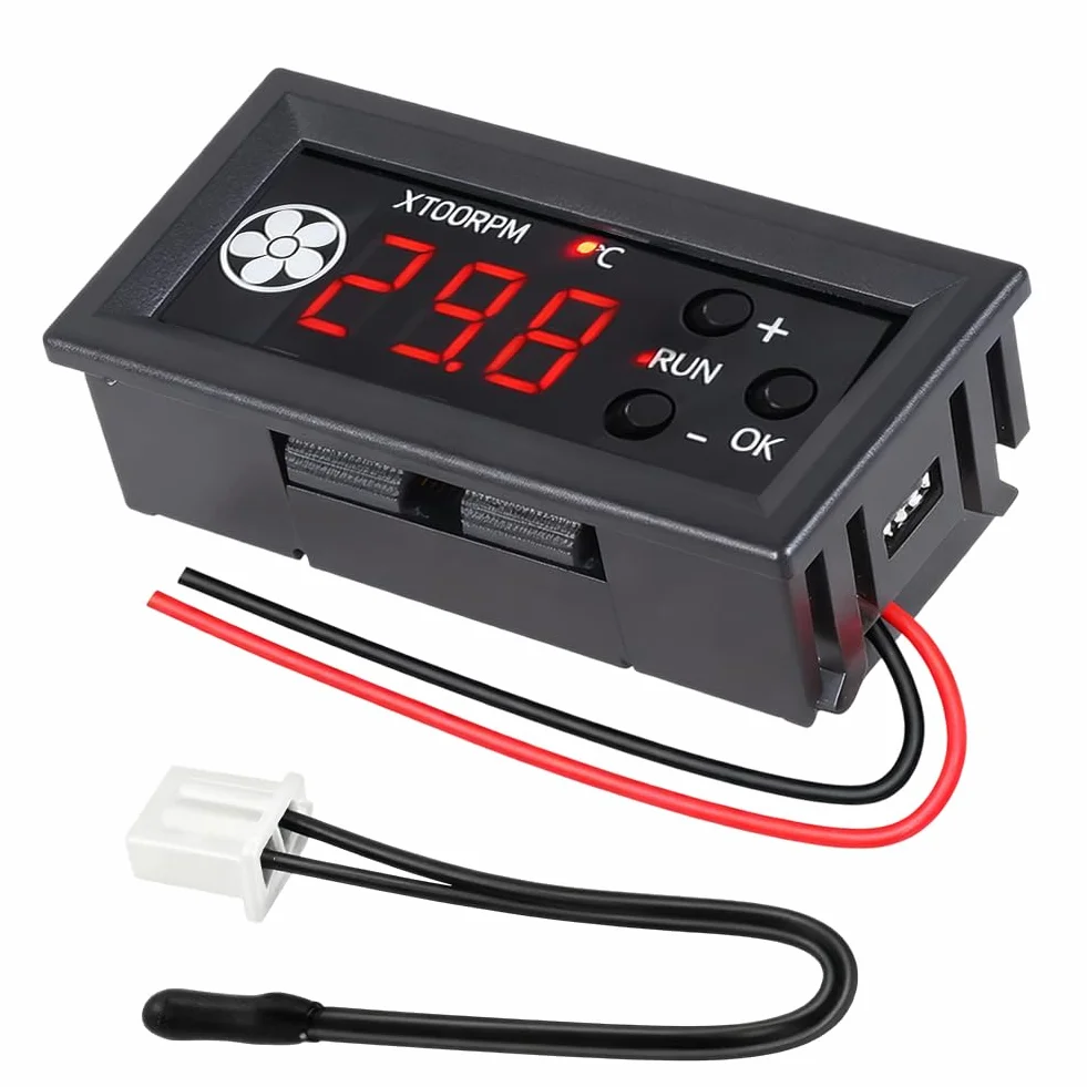 Regulator prędkości obrotowej DC 12 V, 4-przewodowy regulator temperatury wentylatora, kontroler wentylatora z cyfrowym wyświetlaczem, obsługuje wentylator 3 A PWM 25 kHz
