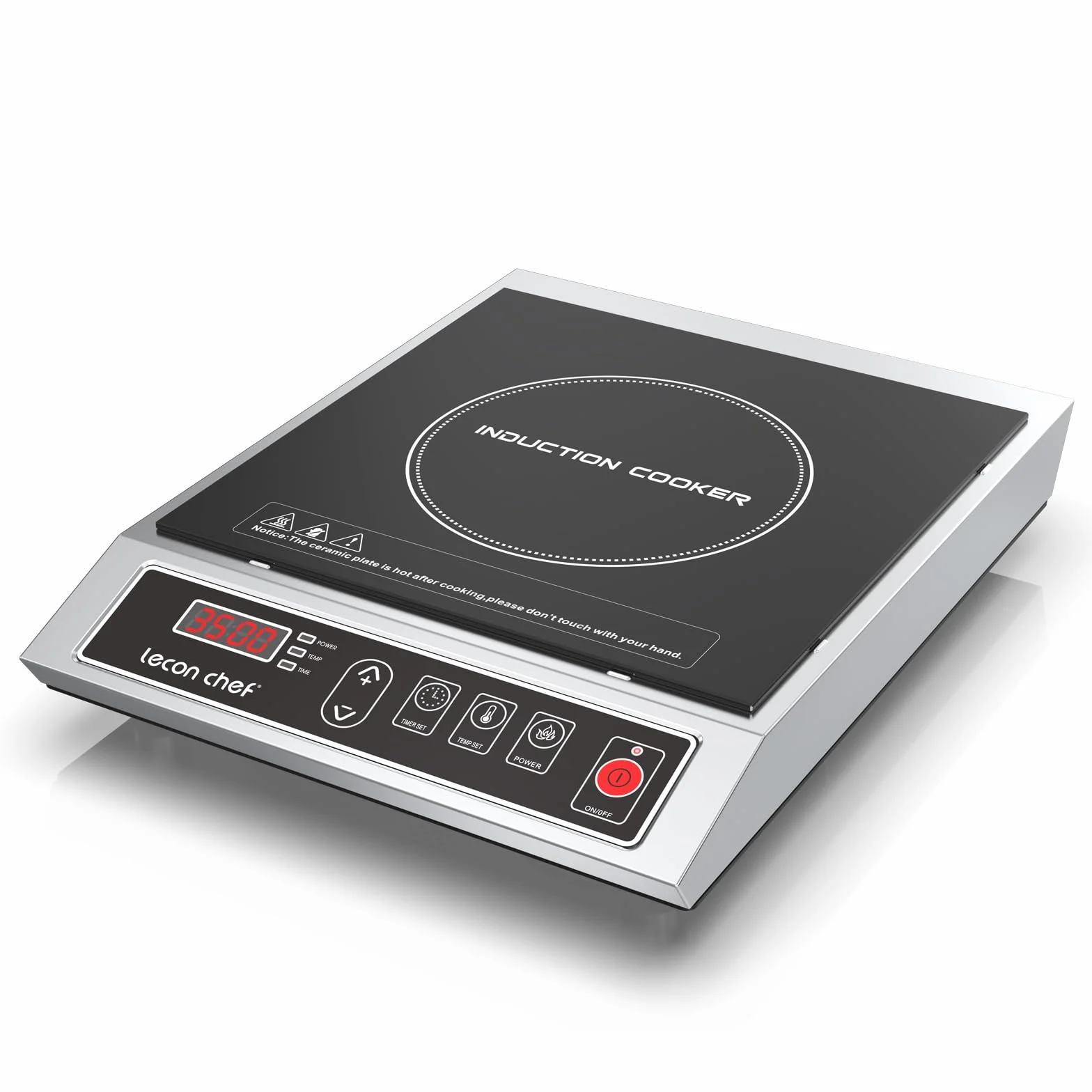 Plaque à induction, Portable 1 Feu Puissante 3500 W, Plaque de cuisine electrique Réglable sur 10 niveaux, grande capacité de charge de 50 KG, 24 heures minute