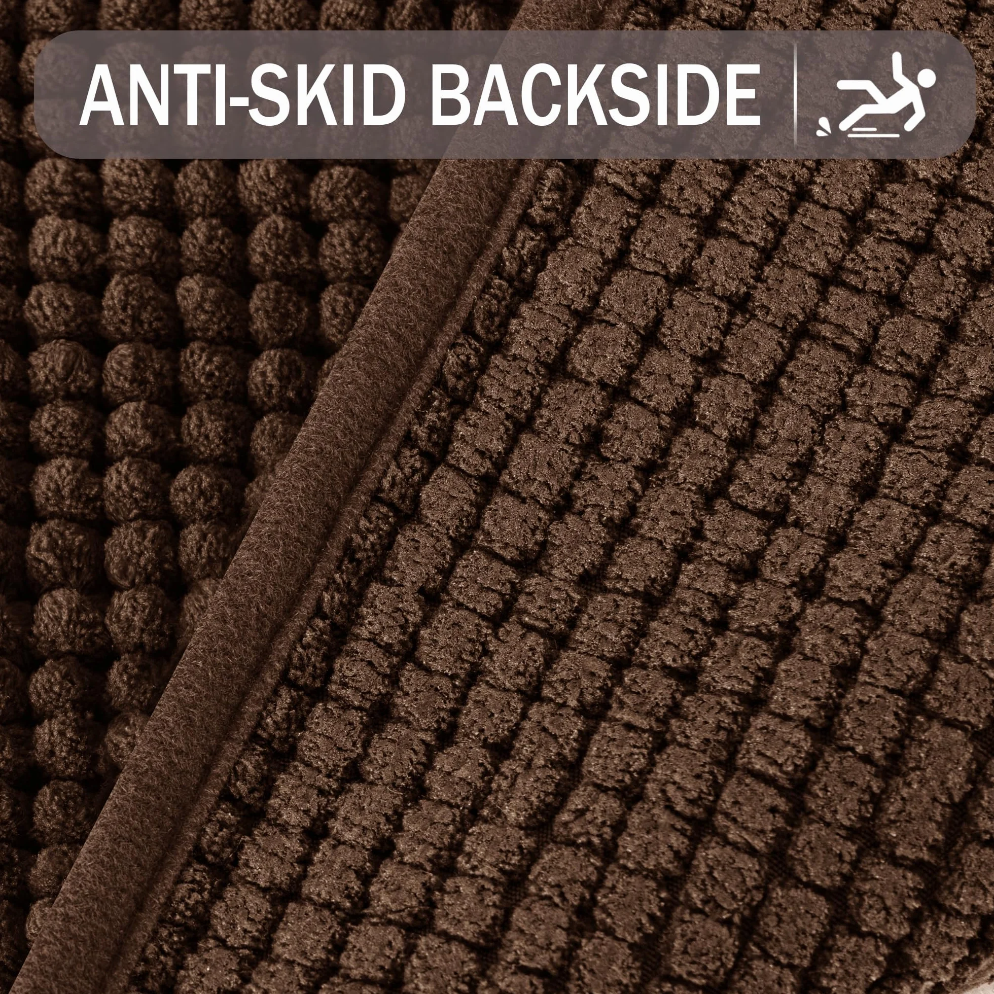Tapis de Bain en Chenille 40 x 60 cm Marron Antidérapant Absorbant Séchage Rapide Lavable en Machine